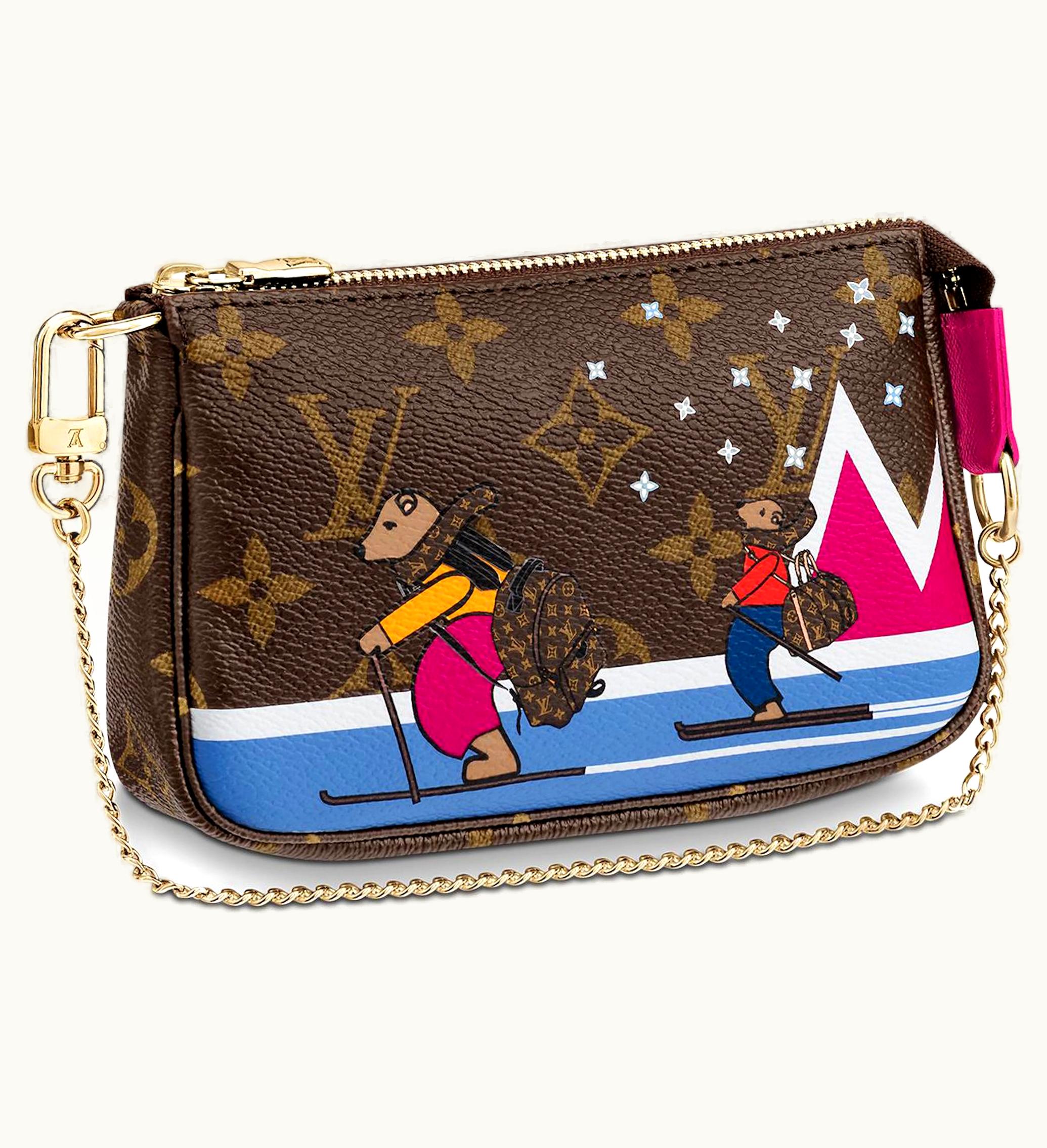 Louis Vuitton Louis Vuitton Mini Pochette Accessories Monogram Xmas Bear Fuchsia Lining