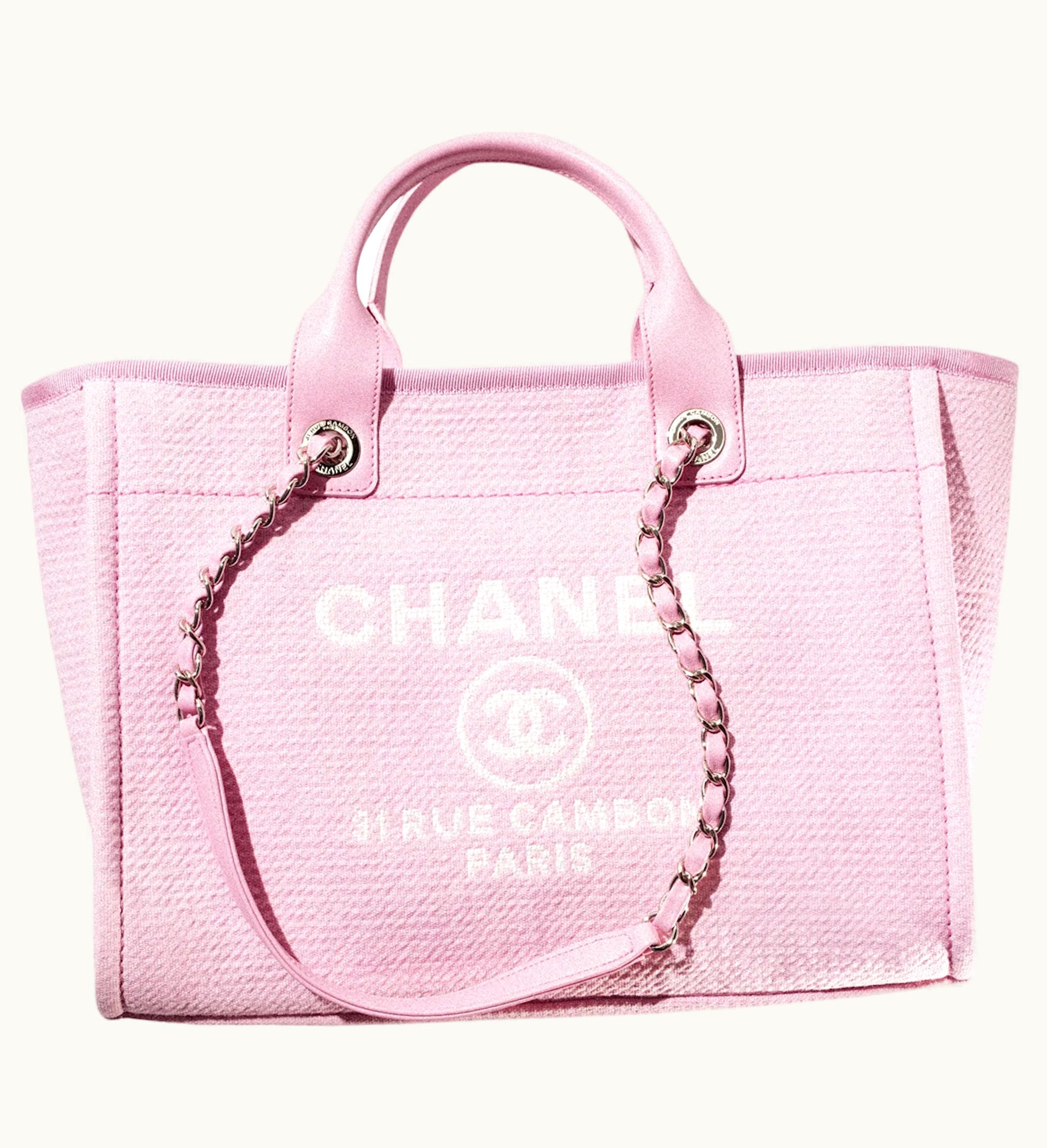 Chanel Deauville Shopping Bag Small 22s Mixed Fibers Pink