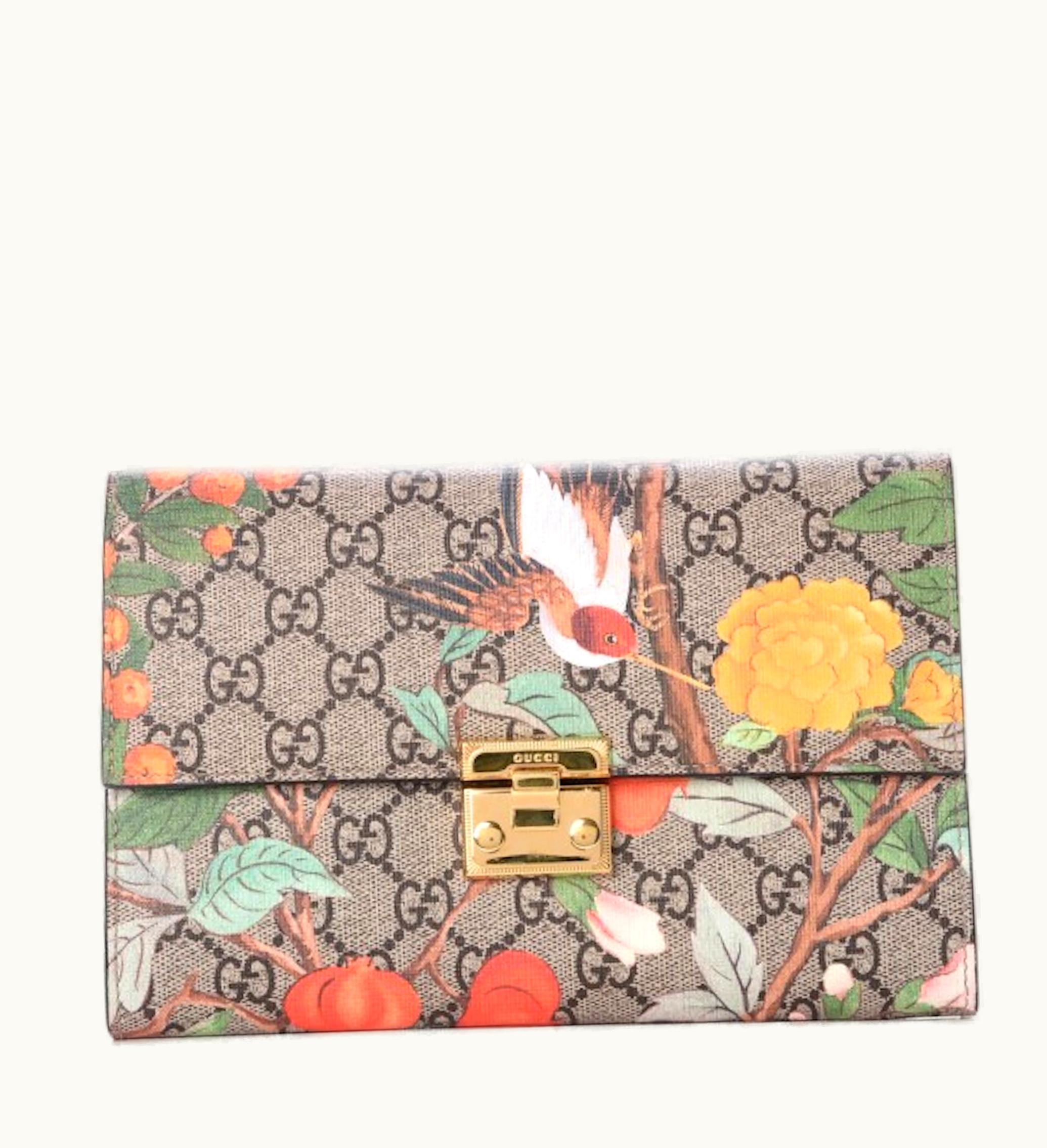 Gucci Gucci Padlock Clutch Monogram GG Supreme Tian Print Brown