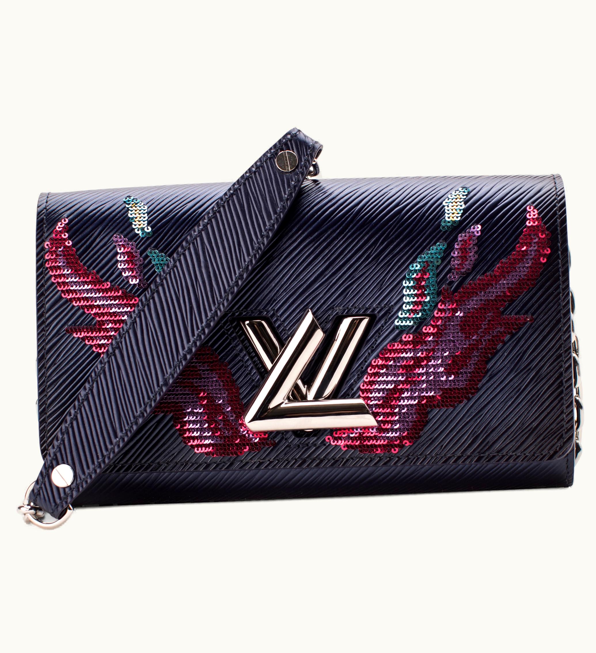 Louis Vuitton Louis Vuitton Chain Wallet Twist Epi Leather Sequins Blue