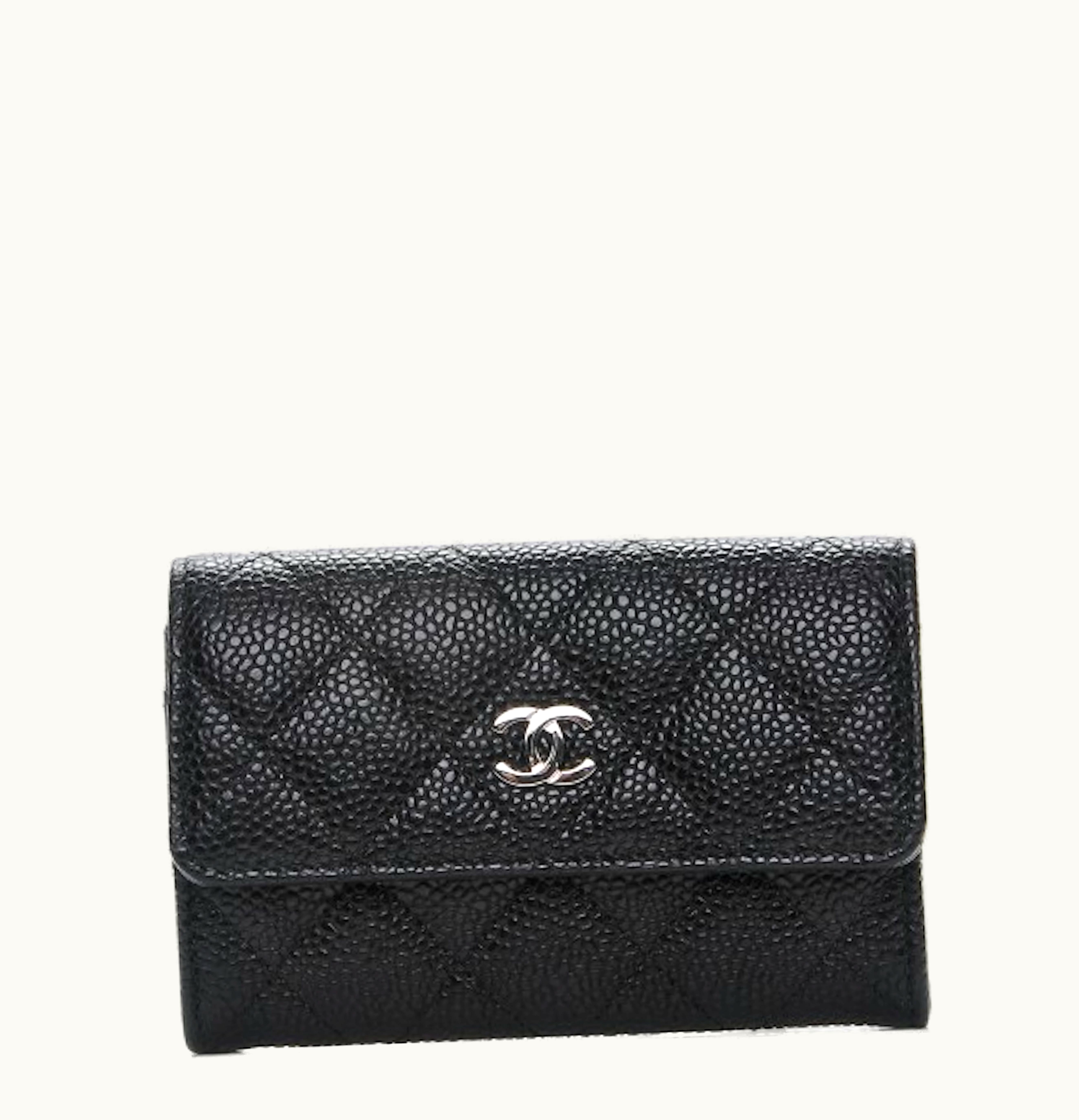 Chanel Card Holder CC Quilted Caviar Black