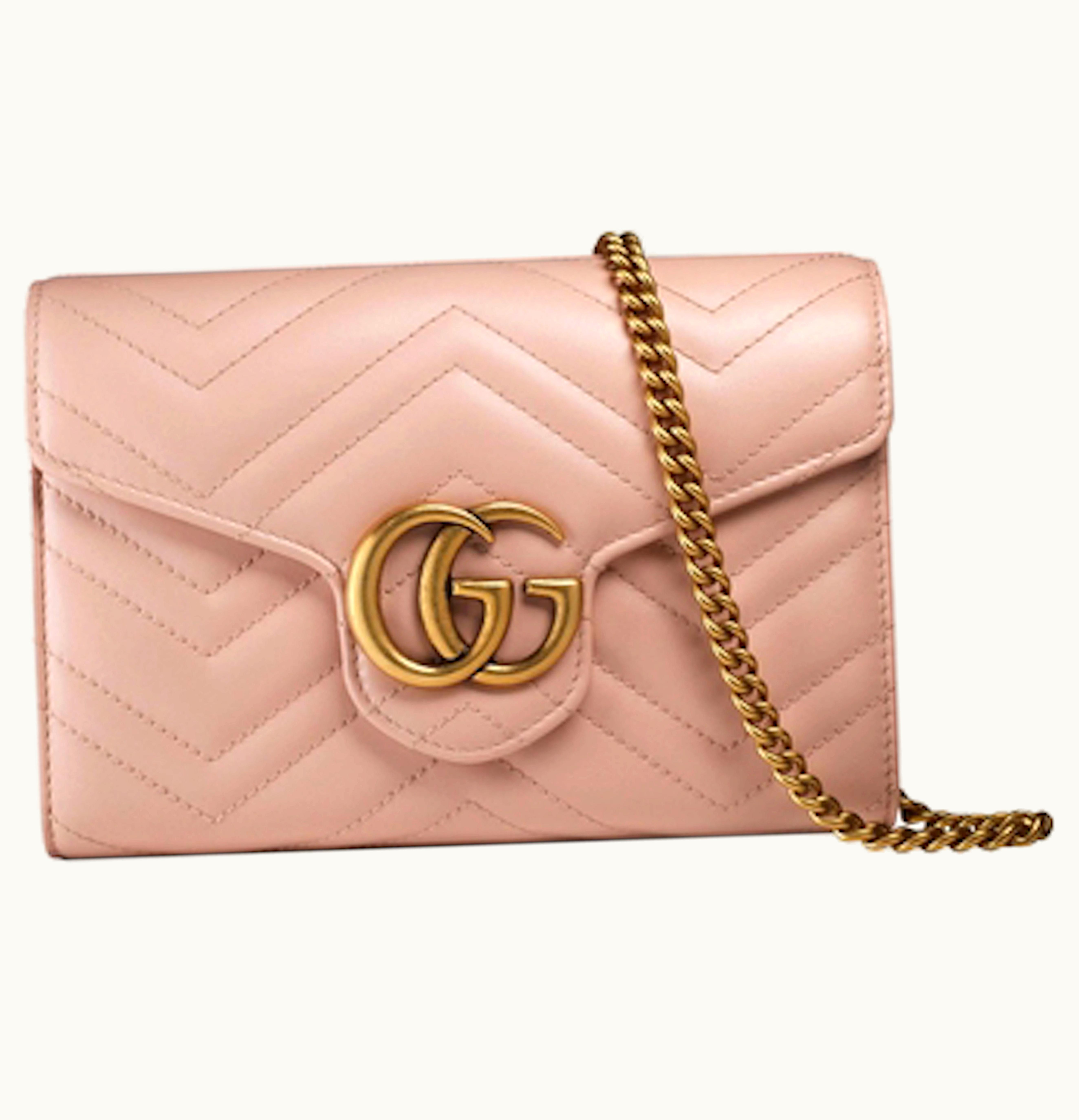 Gucci Gucci GG Marmont Chain Wallet Matelasse Mini Soft Pink