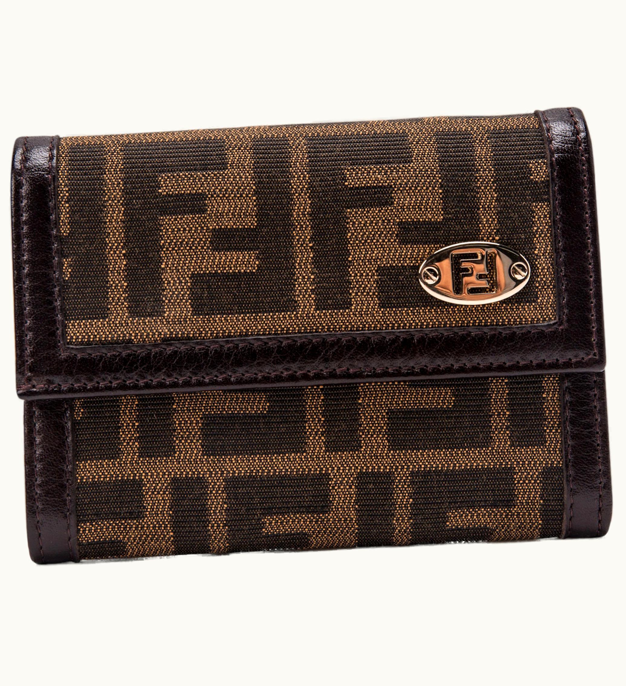 Fendi Zucca Flap Wallet Monogram Brown