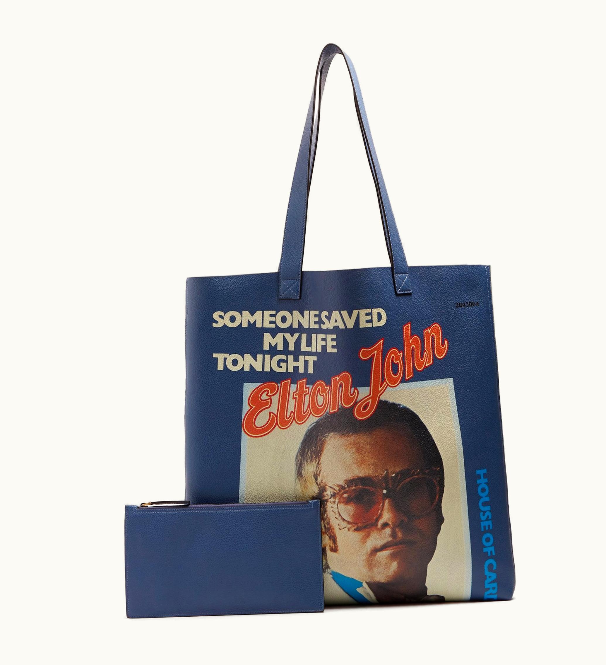 Gucci Gucci Elton John Tote Someone Saved My Life Tonight Vinyl Ep Cover With Pouch Blue