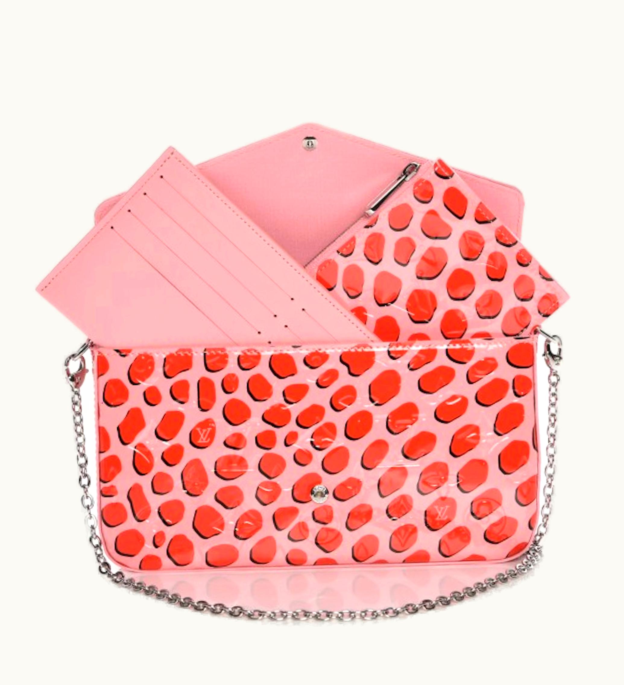 Louis Vuitton Louis Vuitton Pochette Felicie Jungle Dots Patent Leather Sugar Poppy Pink 1