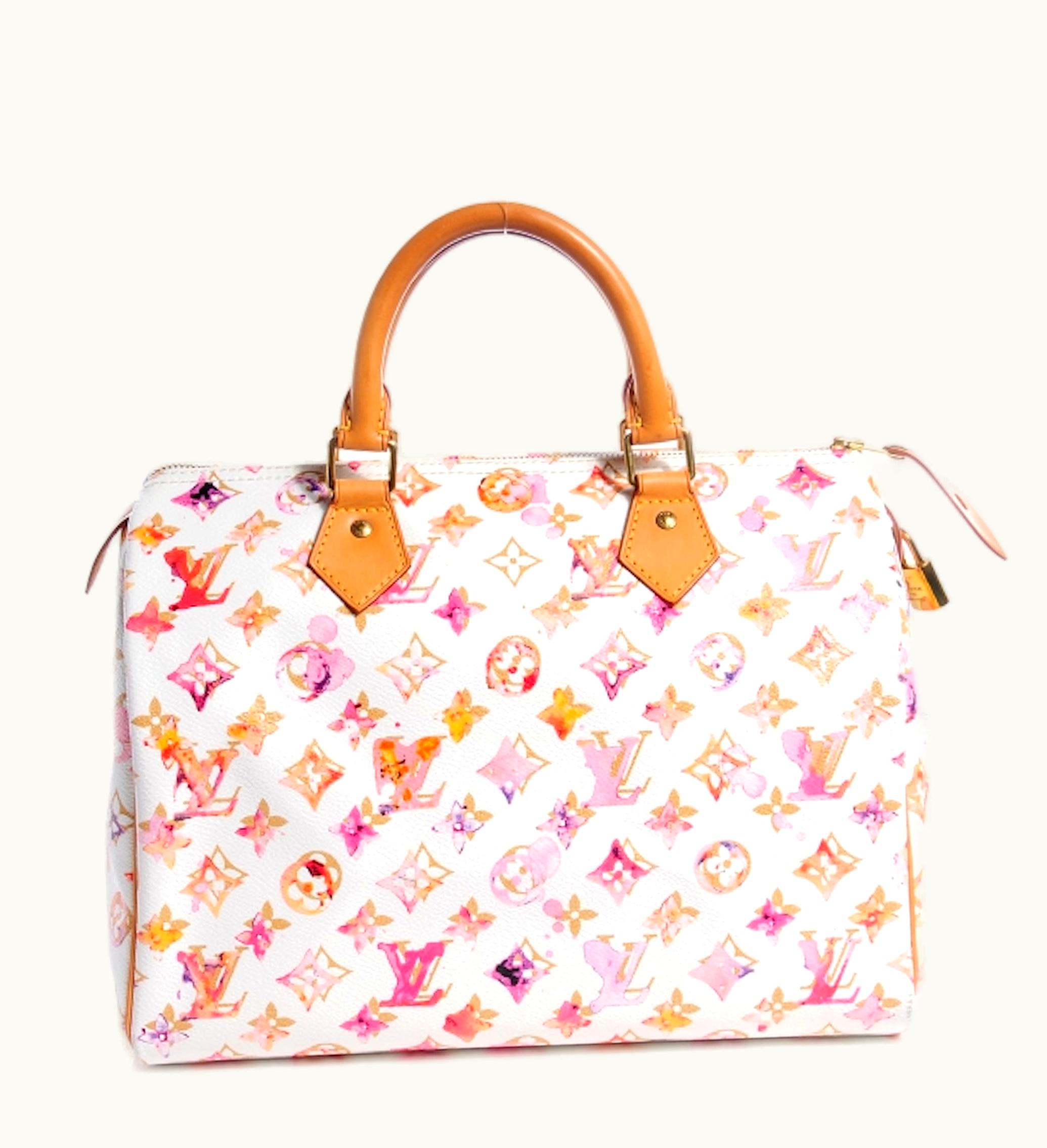 Louis Vuitton Louis Vuitton Speedy Monogram Aquarelle 30 White - Luxury Handbag Dusty Blue