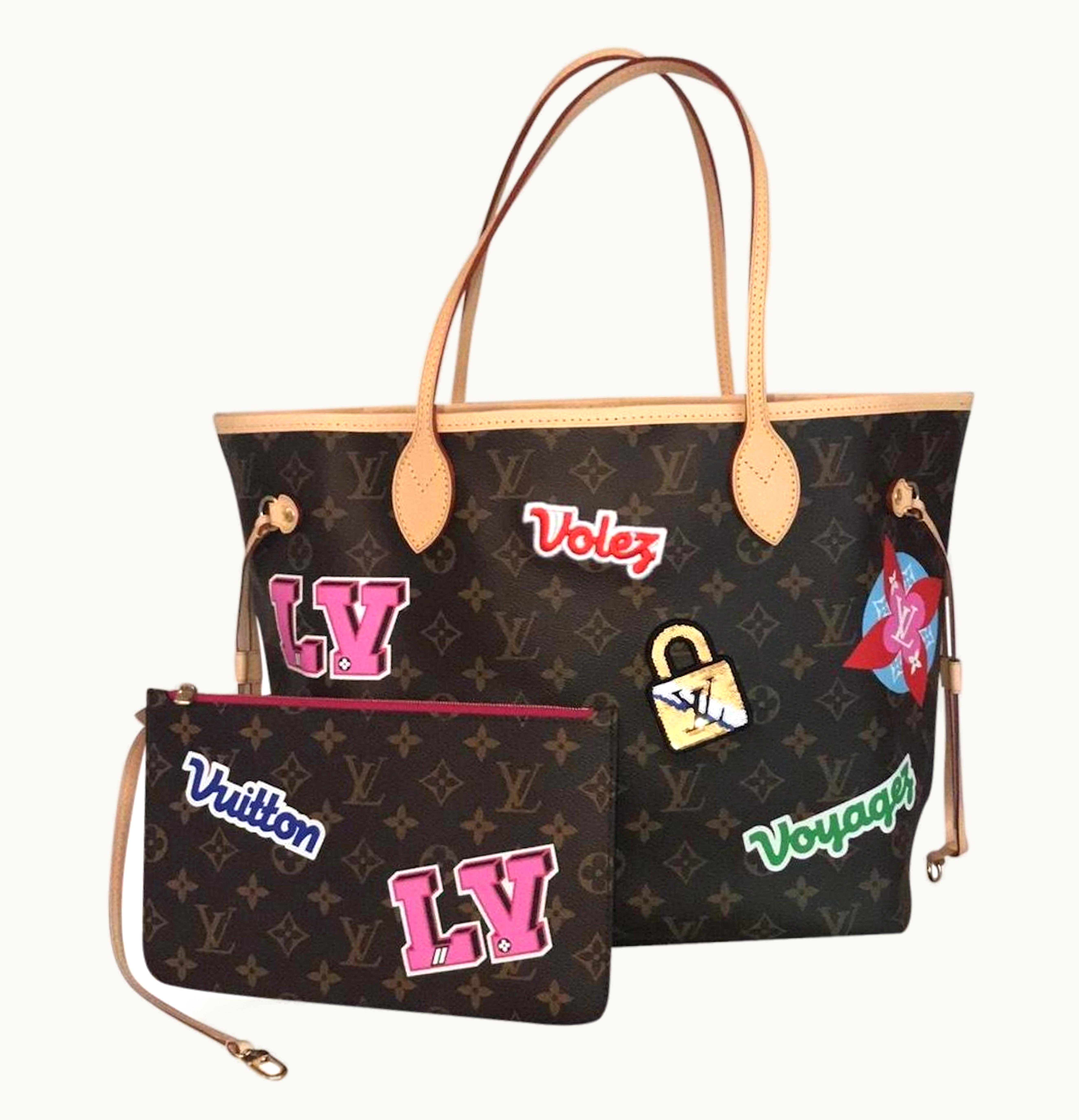 Louis Vuitton Louis Vuitton Neverfull Monogram Patches MM Fuchsia Lining