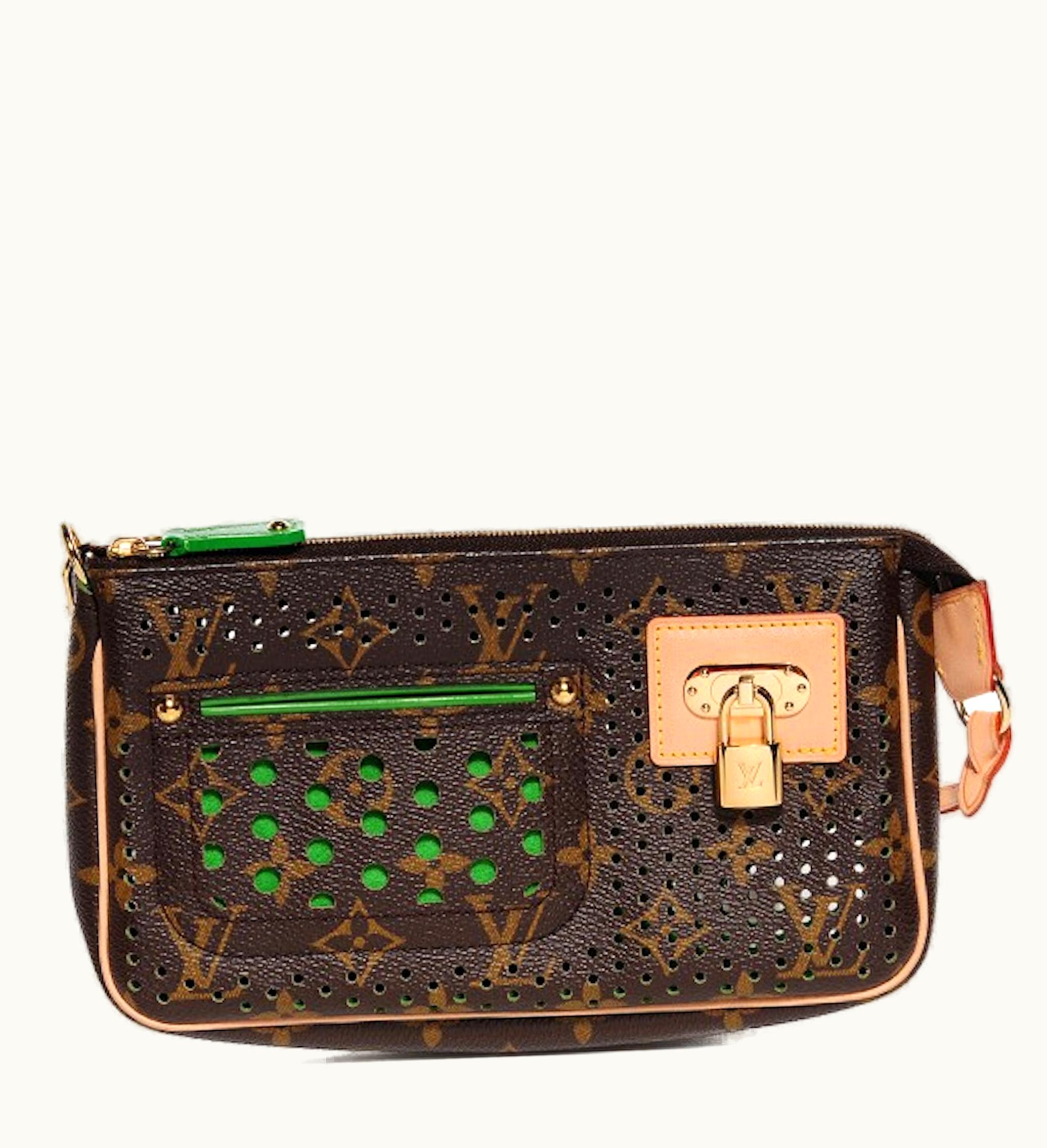 Louis Vuitton Louis Vuitton Pochette Accesssories Monogram Perforated With Accessories Green