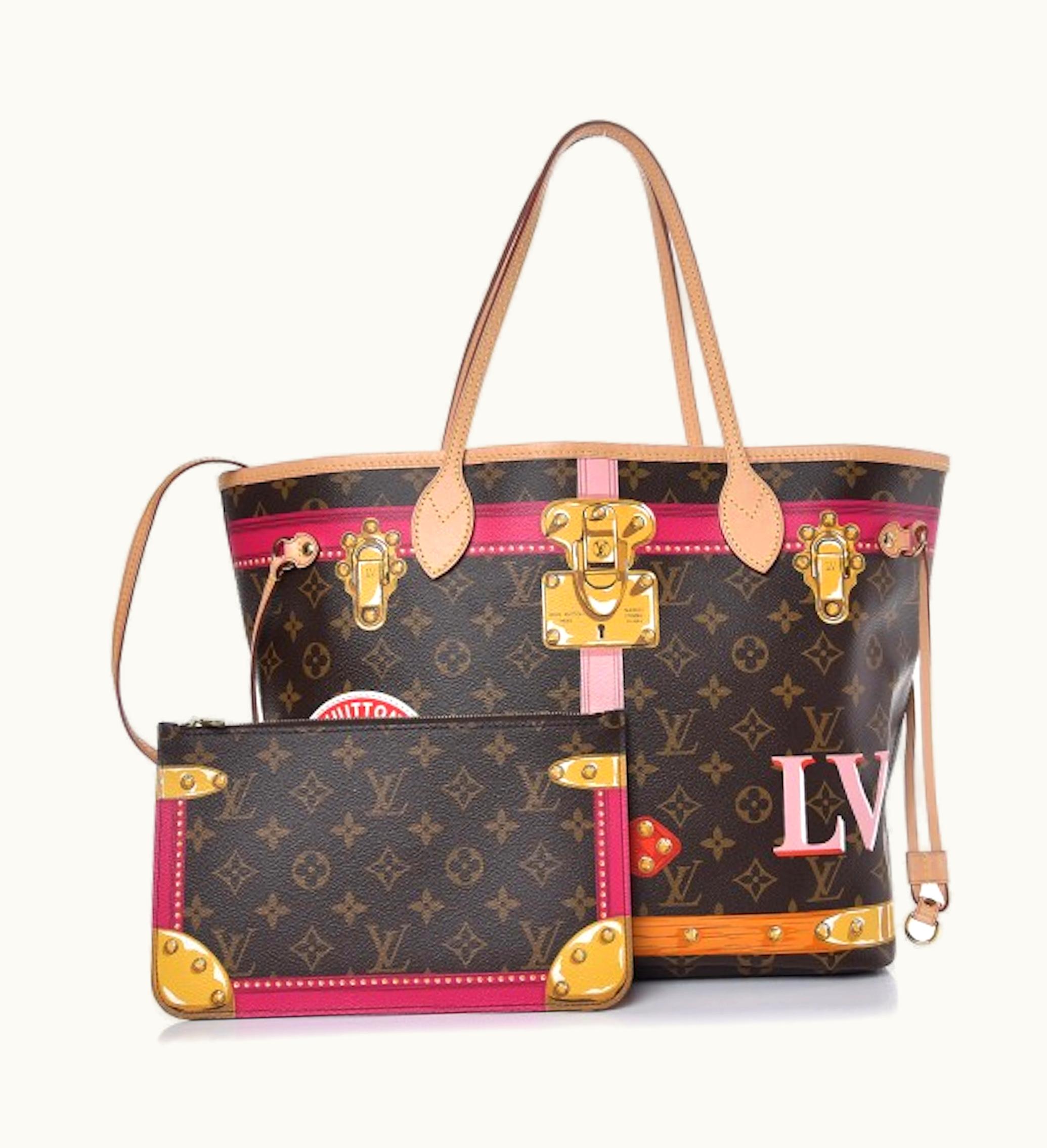 Louis Vuitton Louis Vuitton Neverfull Monogram Tromp Loeil Screen MM Pink Beige Lining