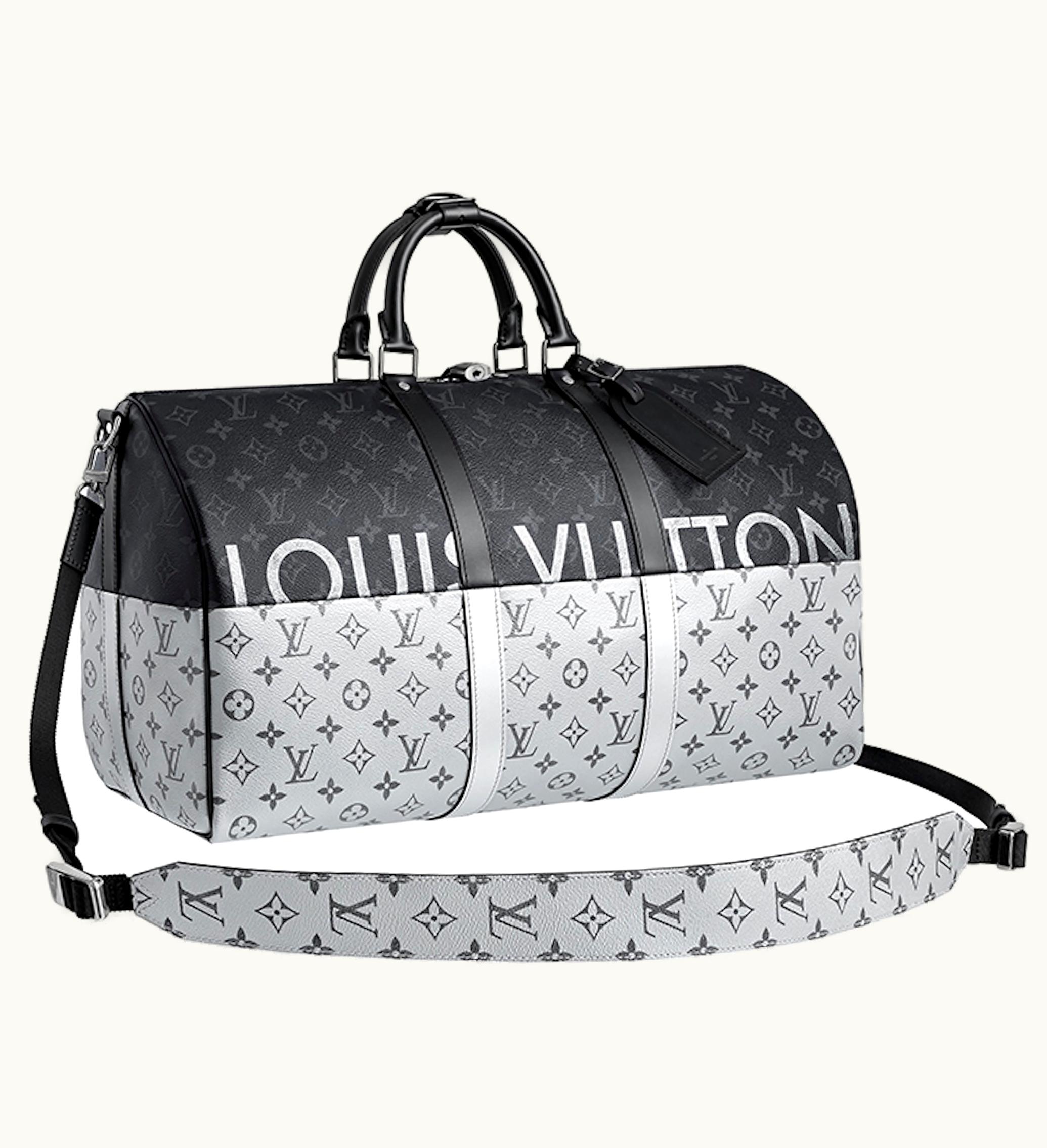 Louis Vuitton Louis Vuitton Keepall Bandouliere Monogram Eclipse Outdoor Split 50 Black Silver