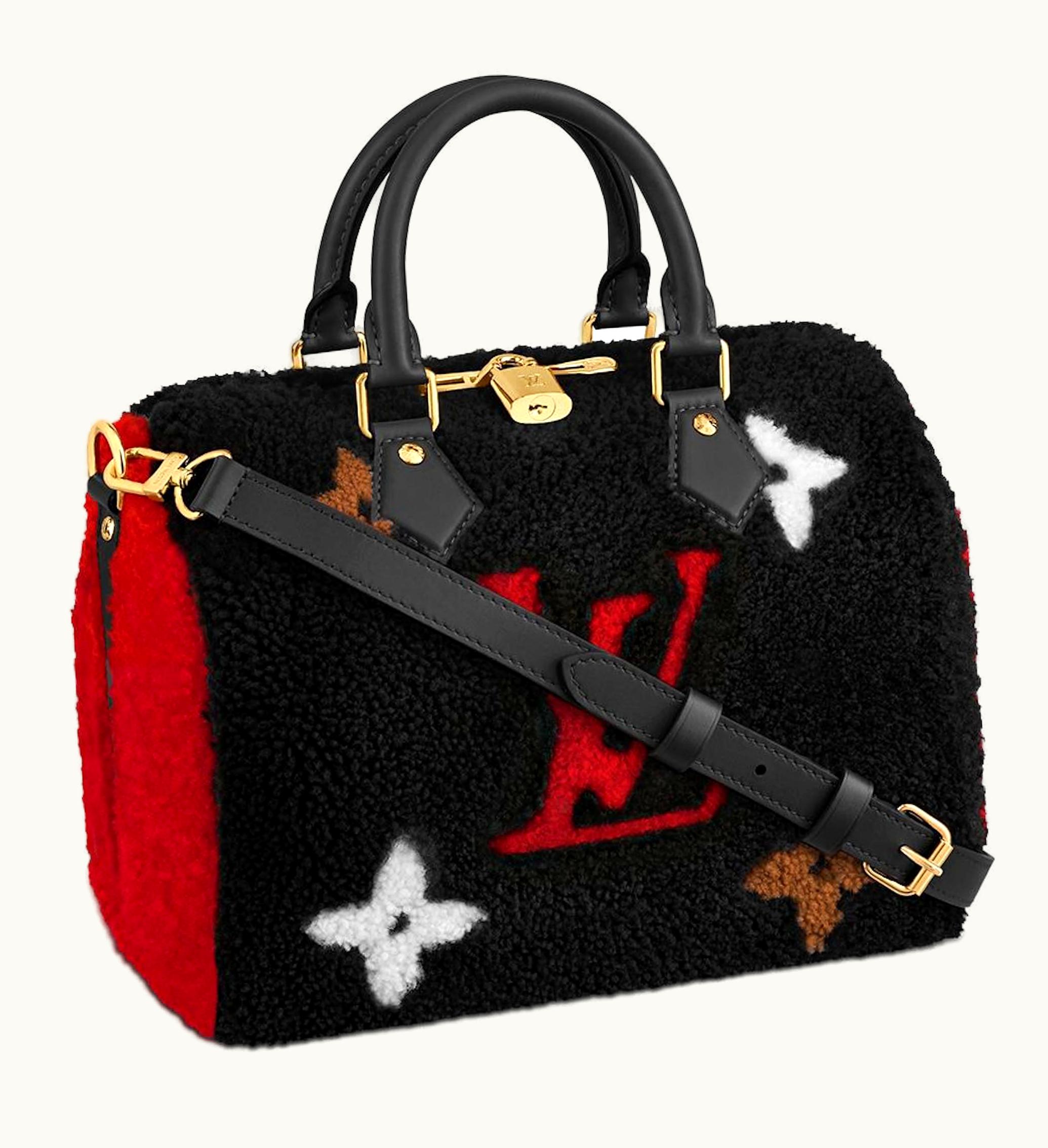 Louis Vuitton Louis Vuitton Speedy Bandouliere Monogram Teddy Fleece 25 Black