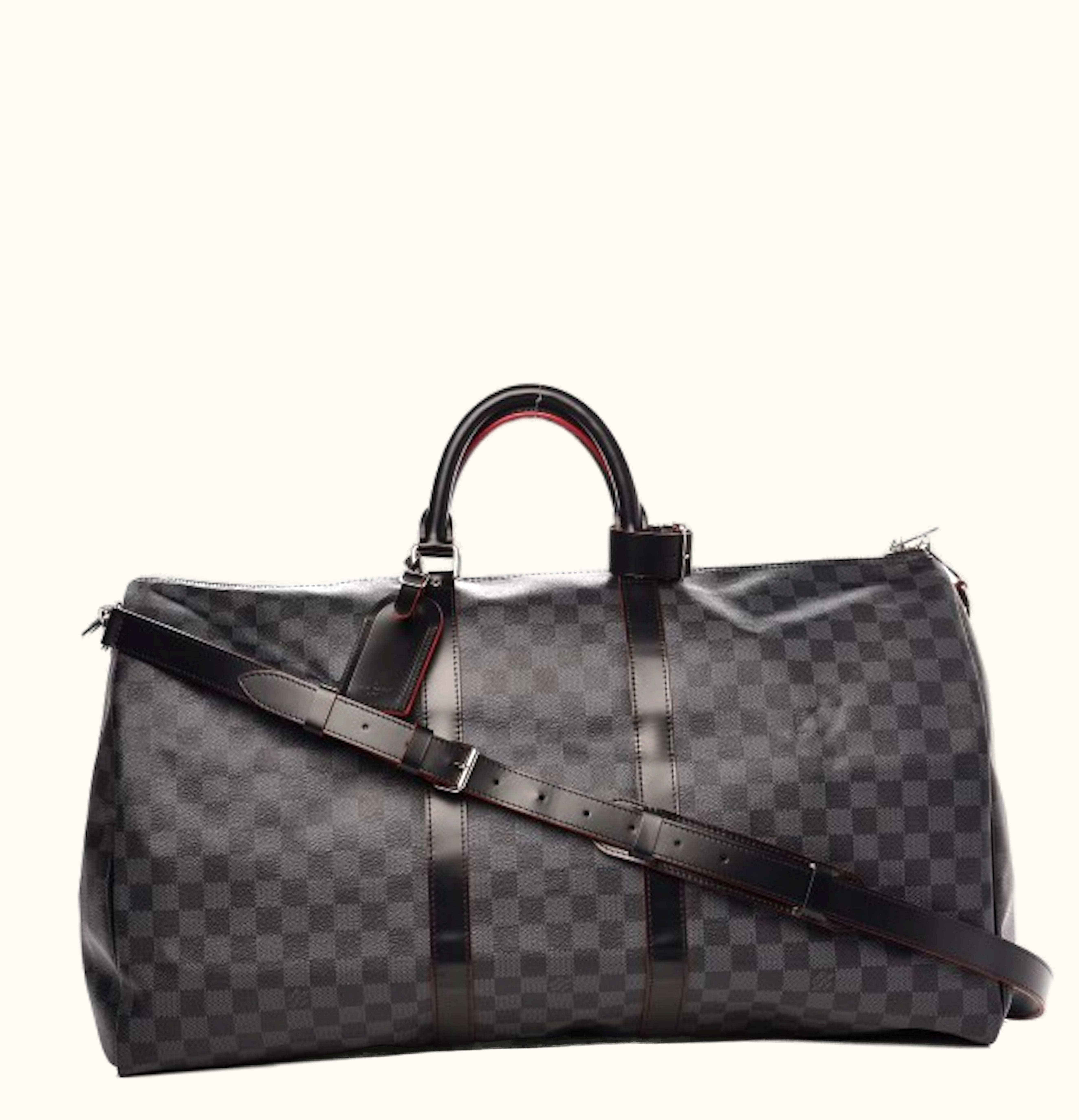 Louis Vuitton Louis Vuitton Keepall Bandouliere Damier Graphite 55 Graphite Rouge