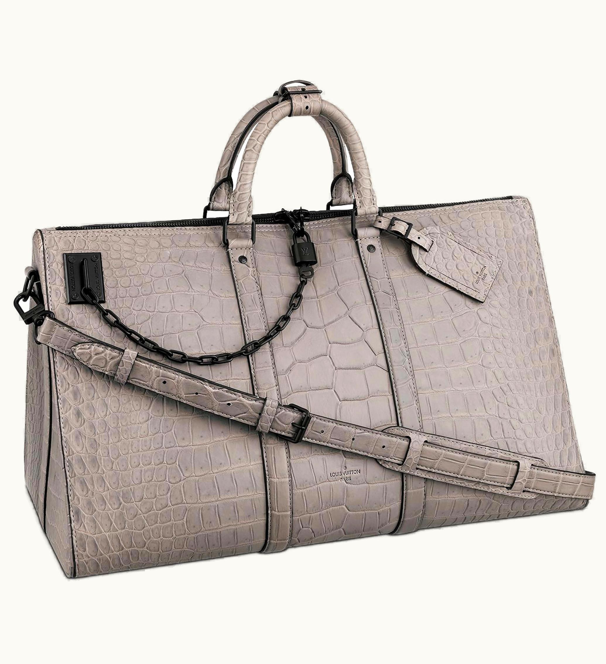 Louis Vuitton Louis Vuitton Triangle Porosus 50 Beige Leather Duffel