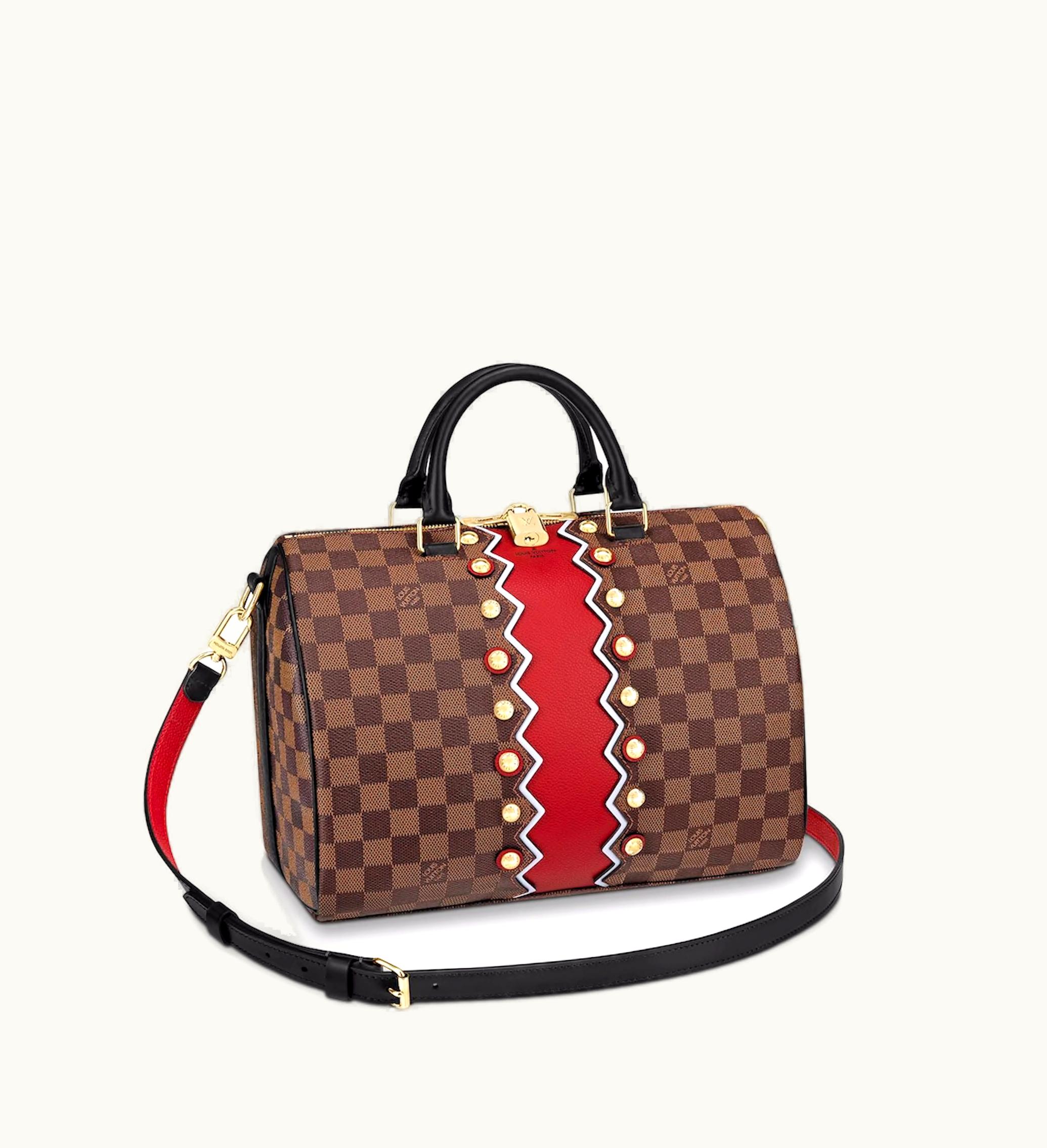 Louis Vuitton Louis Vuitton Speedy Bandouliere Damier Ebene Karakoram 30 Rubis Red Brown