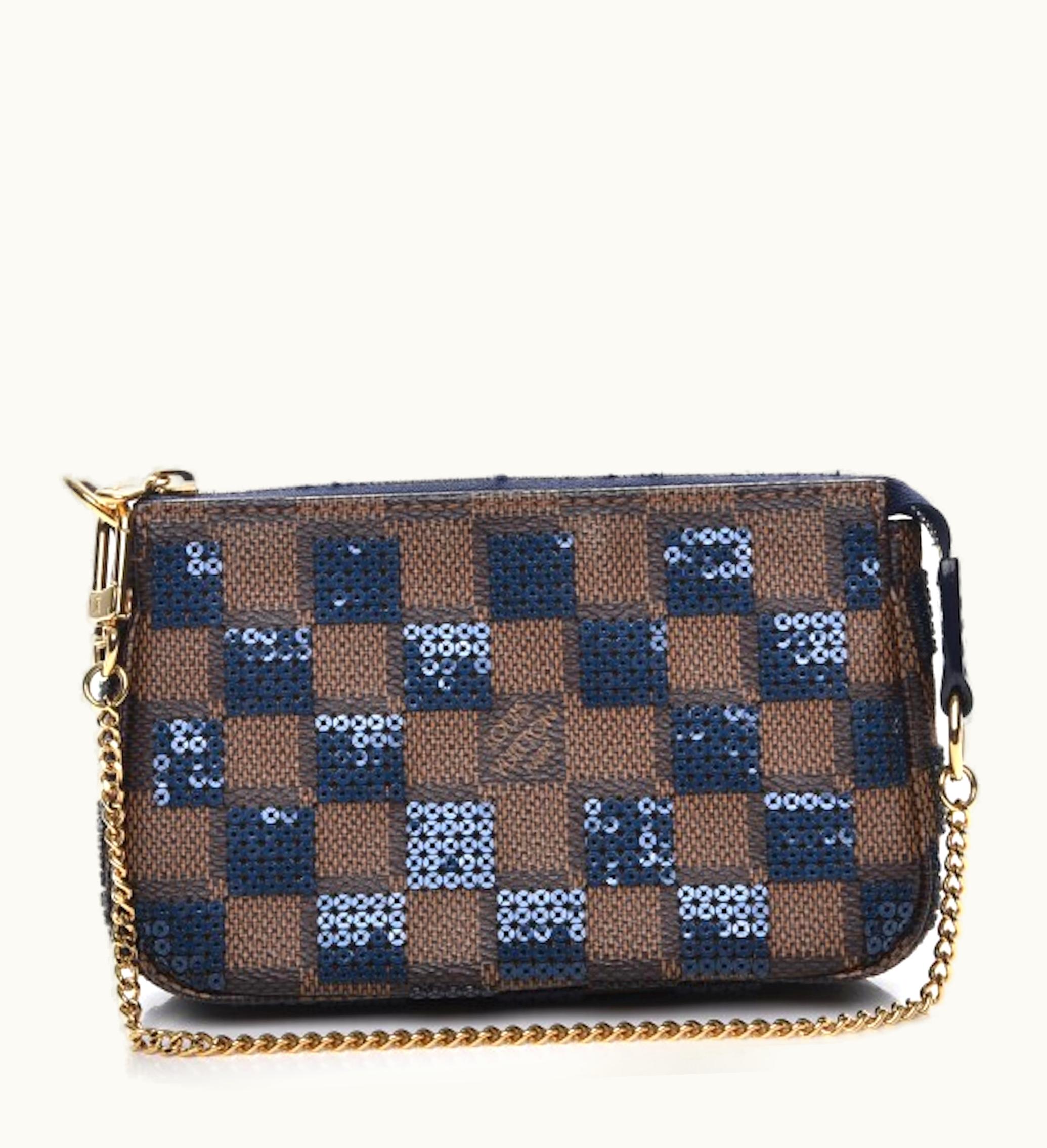 Louis Vuitton Louis Vuitton Pochette Accessories Mini Damier Paillettes Canvas Blue