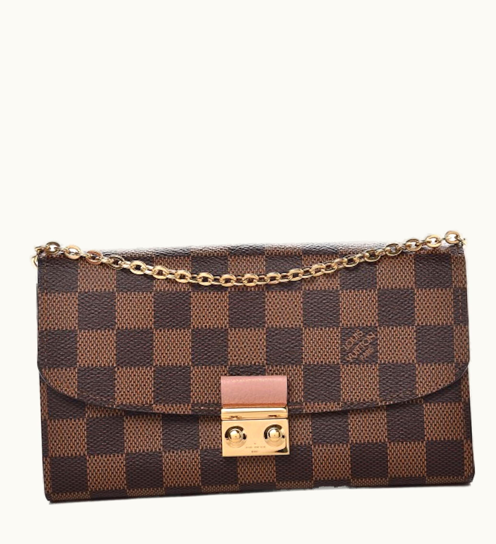 Louis Vuitton Louis Vuitton Chain Wallet Croisette Damier Ebene With Accessories Rose Ballerine