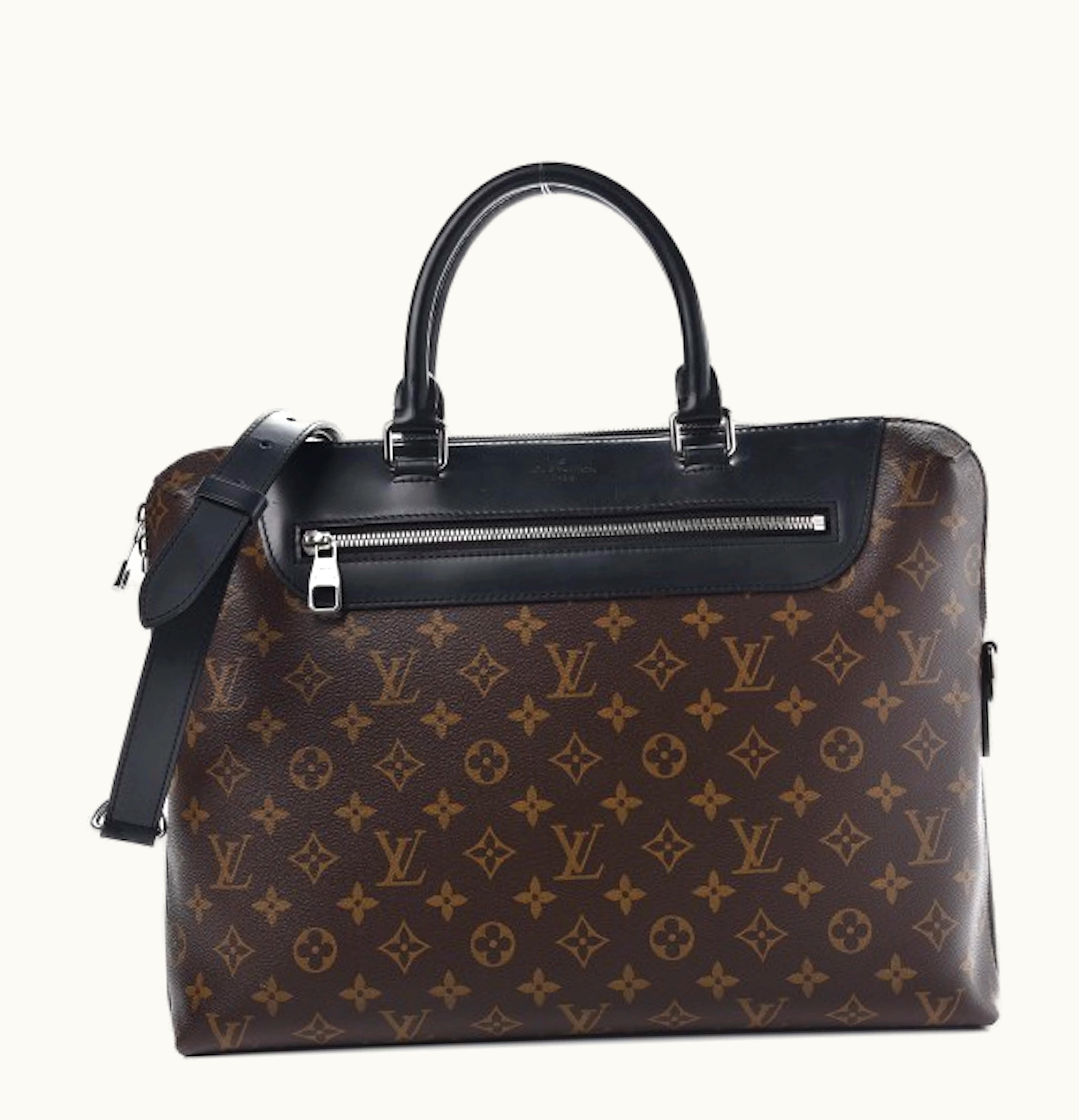 Louis Vuitton Louis Vuitton Briefcase Porte Documents Jour Monogram Macassar With Accessories Brown Black