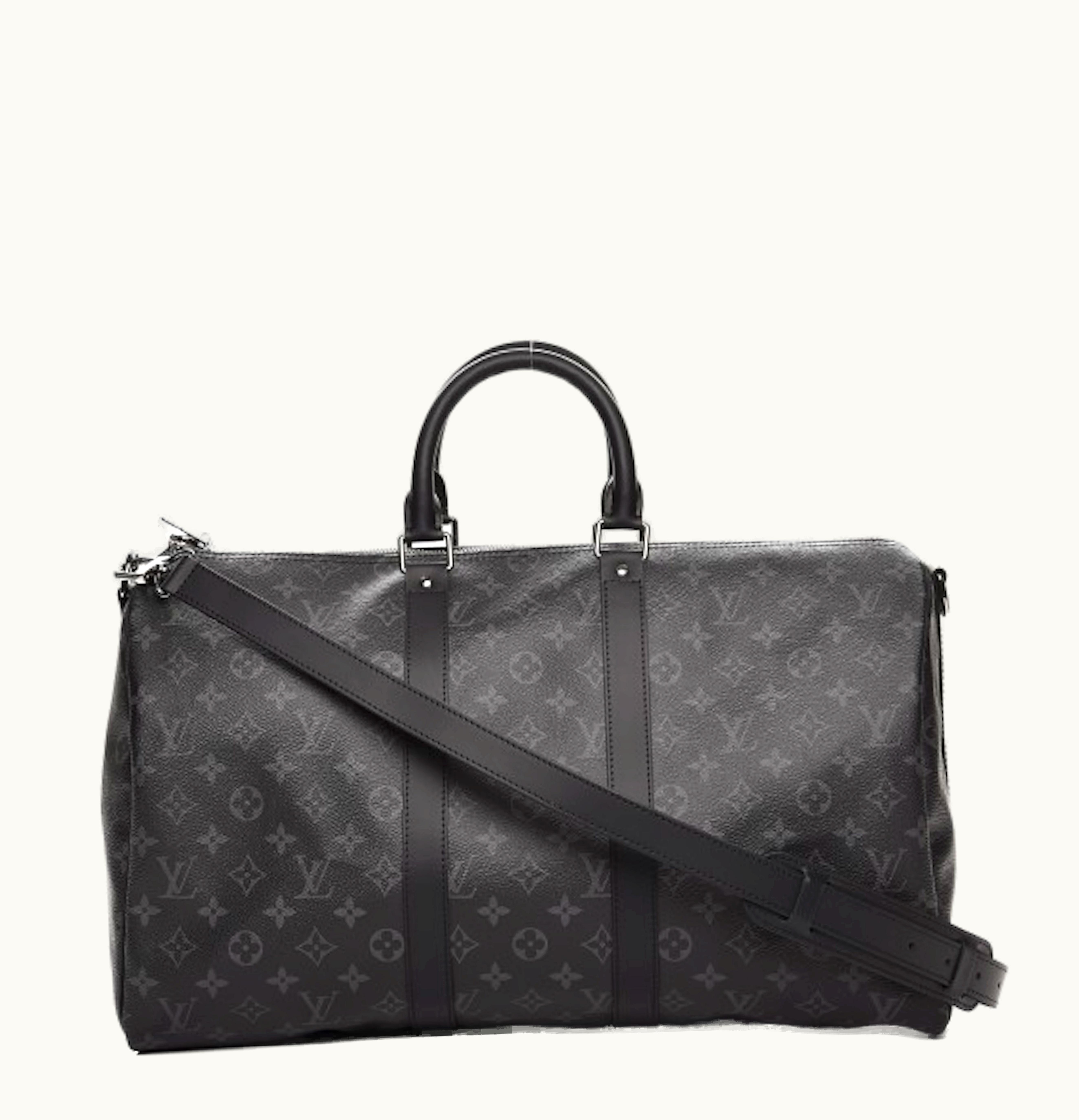 Louis Vuitton Louis Vuitton Keepall Bandouliere Monogram Eclipse Without Accessories 45 Black Grey