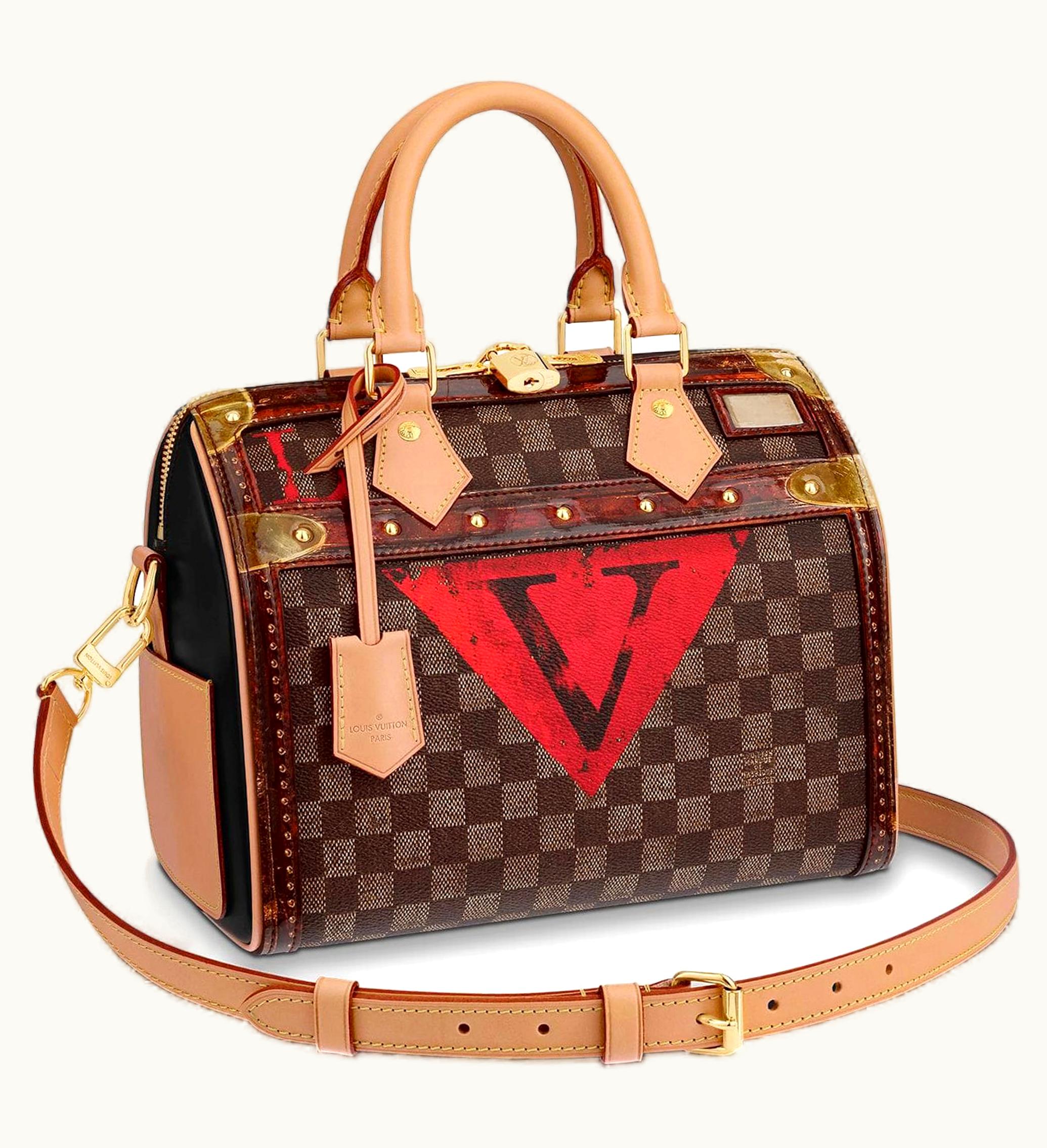 Louis Vuitton Louis Vuitton Speedy Bandourliere Damier Ebene Painterly Stickers 25 Brown Multicolor