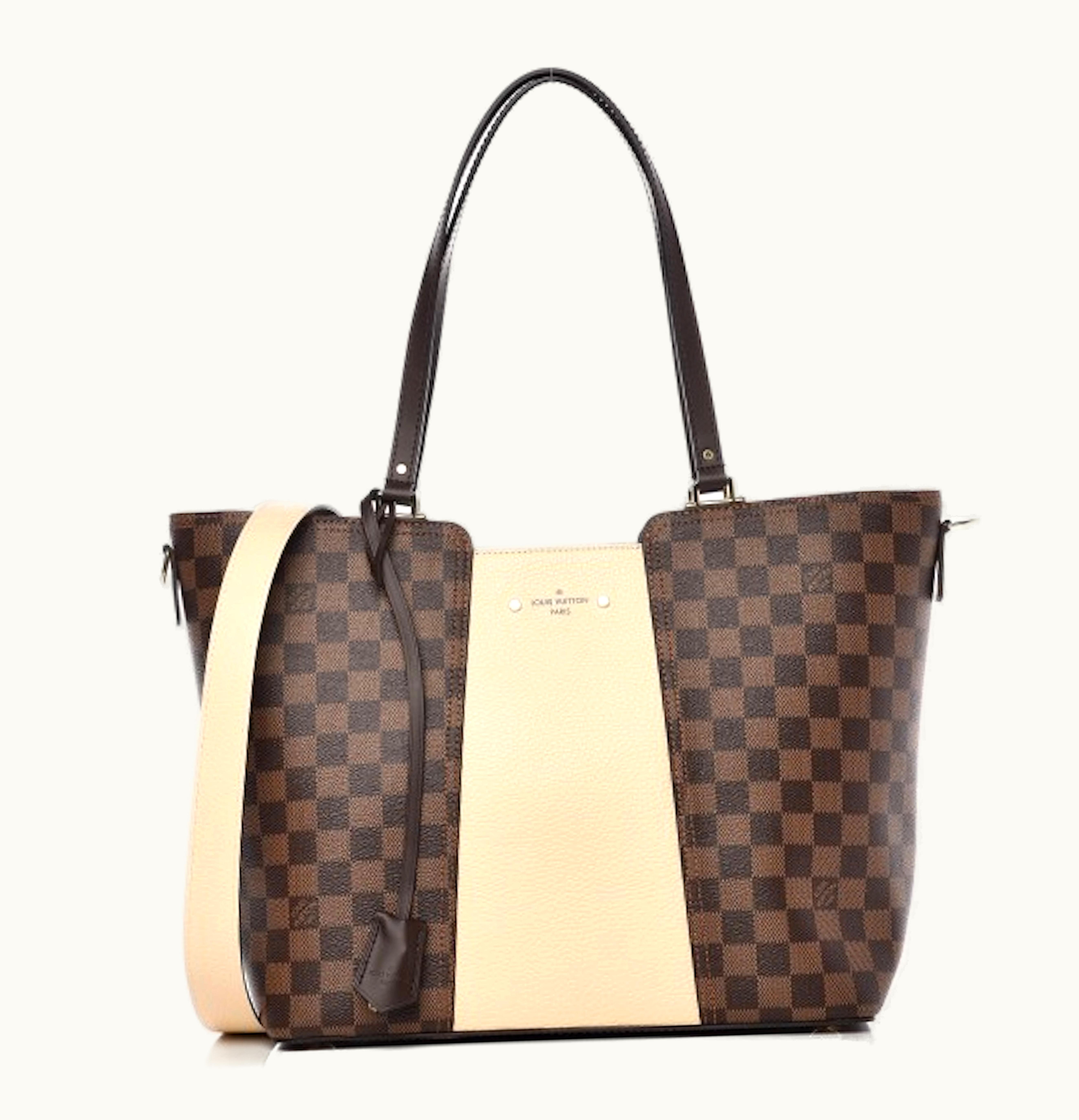 Louis Vuitton Louis Vuitton Tote Jersey Damier Ebene With Accessories Creme