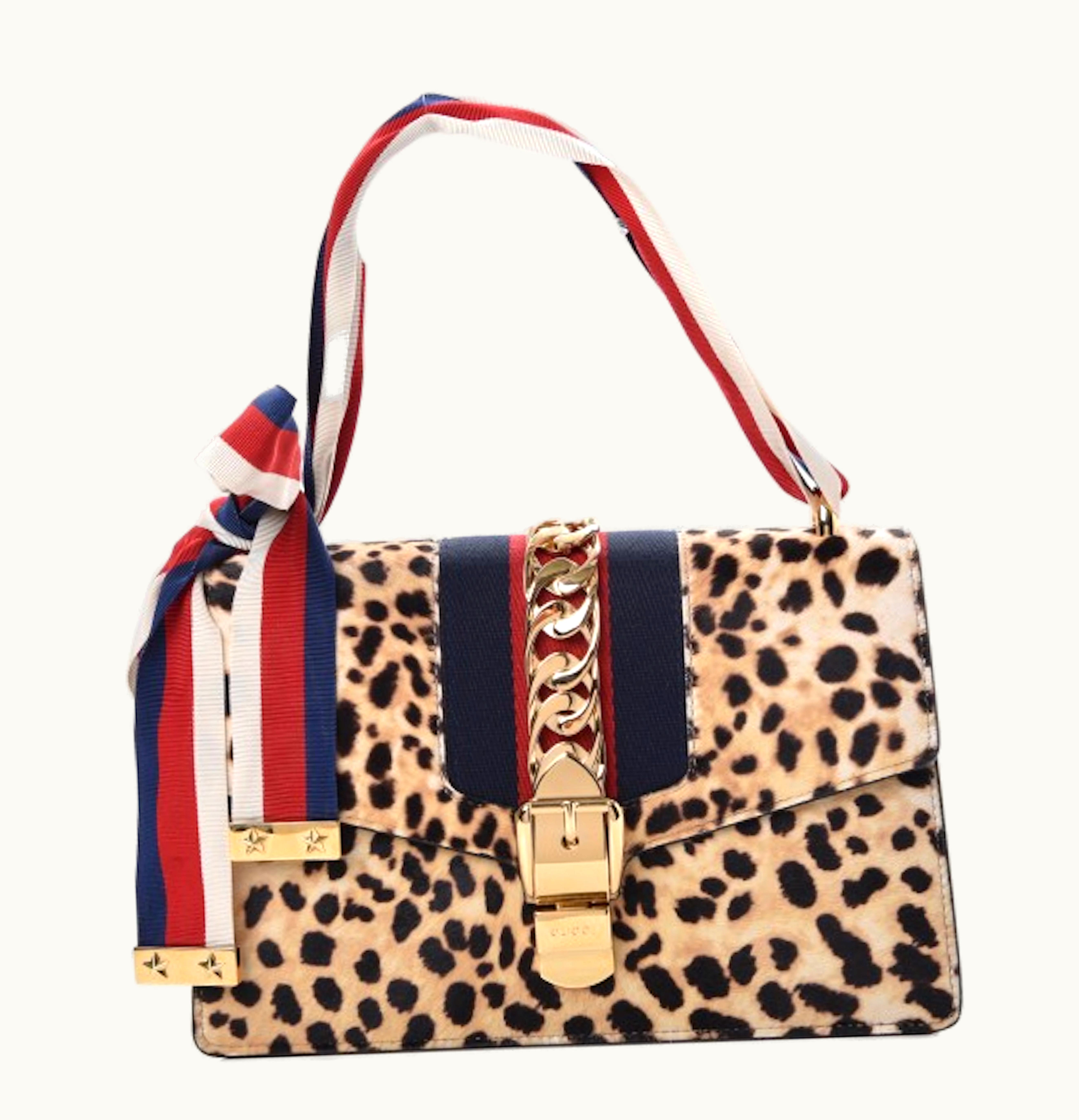 Gucci Gucci Sylvie Leopard Print Small Brown Black