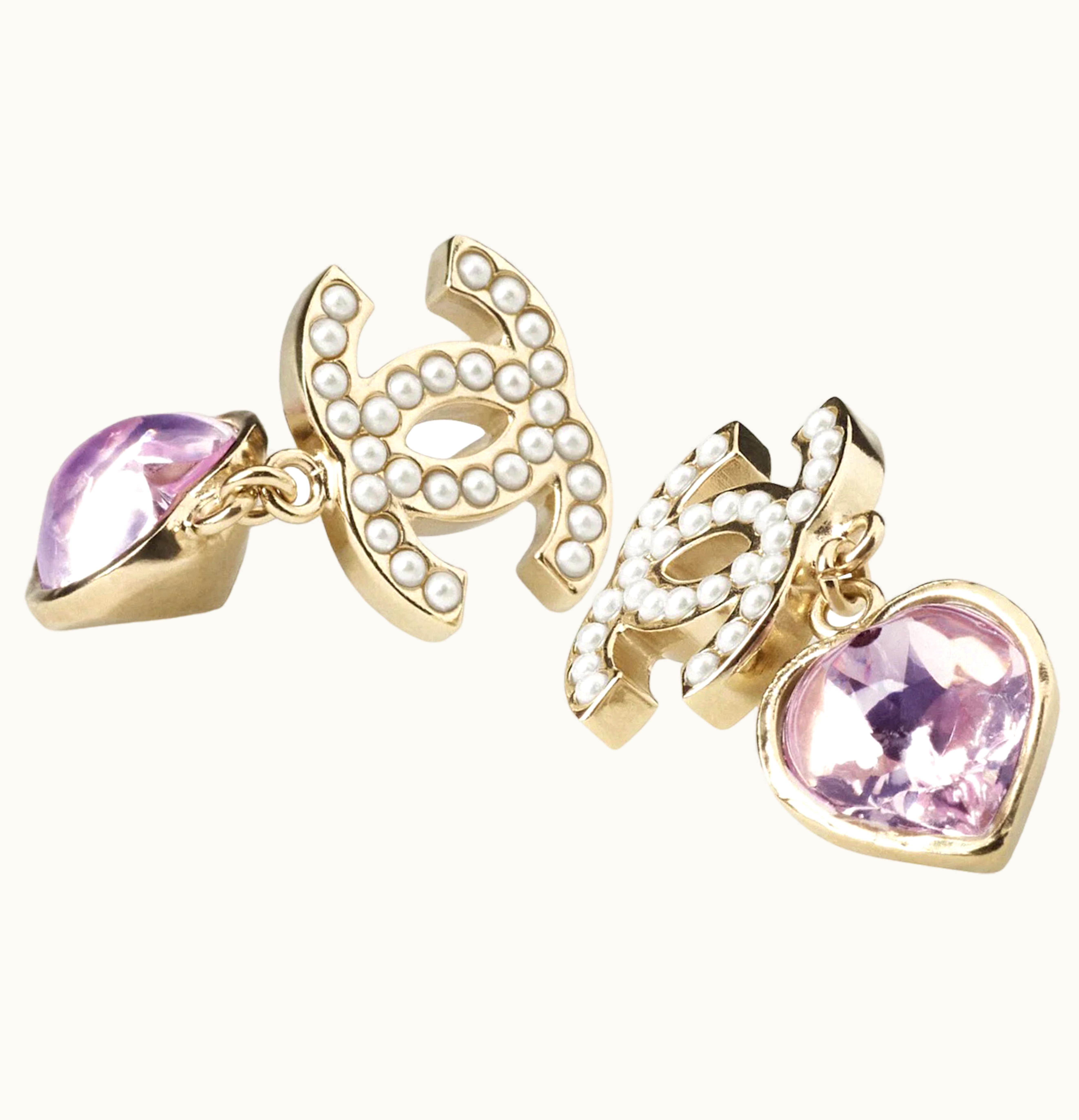 Chanel Metal Earrings Ab9100 Gold Pink