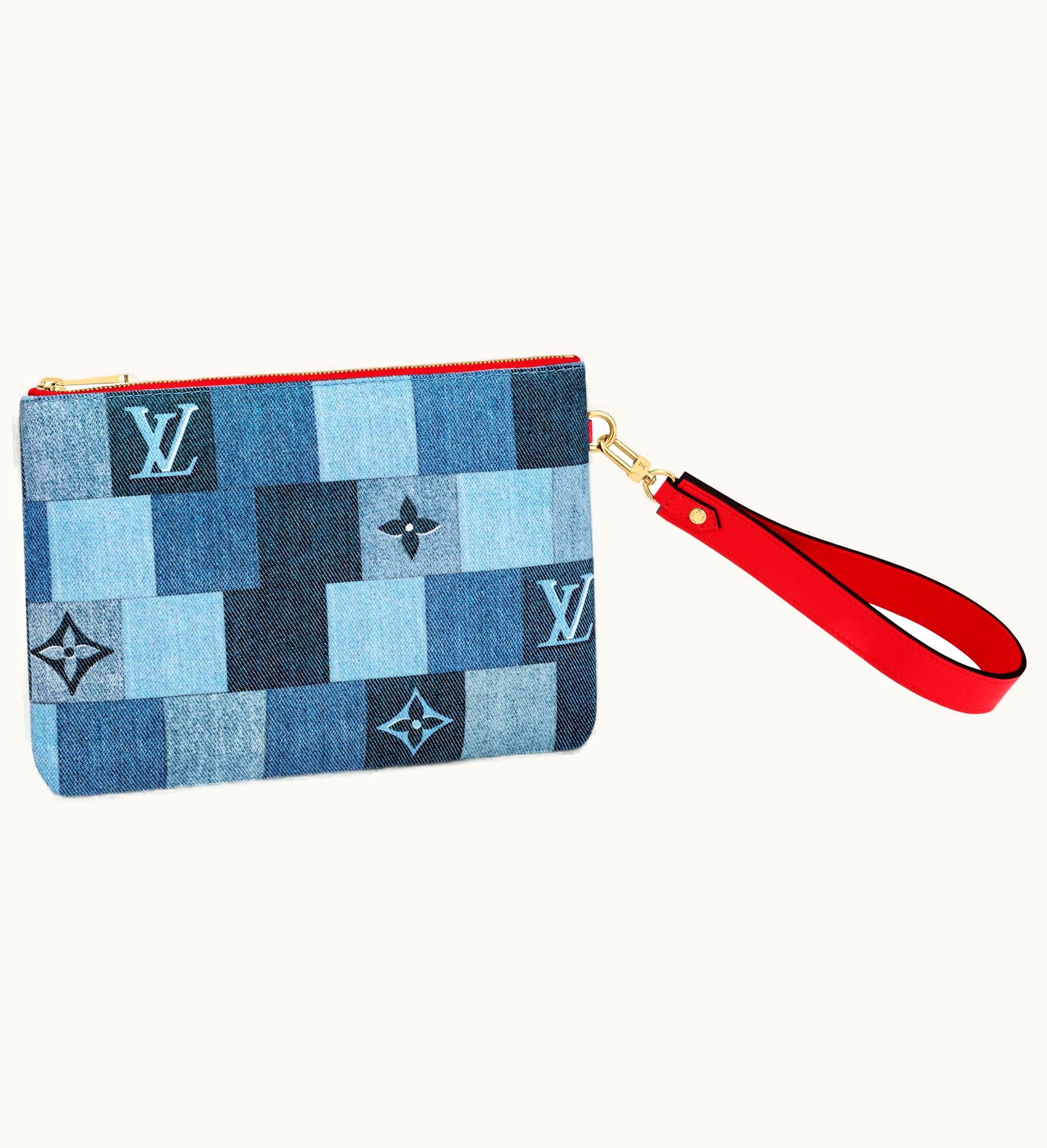Louis Vuitton Louis Vuitton City Pouch Denim Monogram Check Blue Red