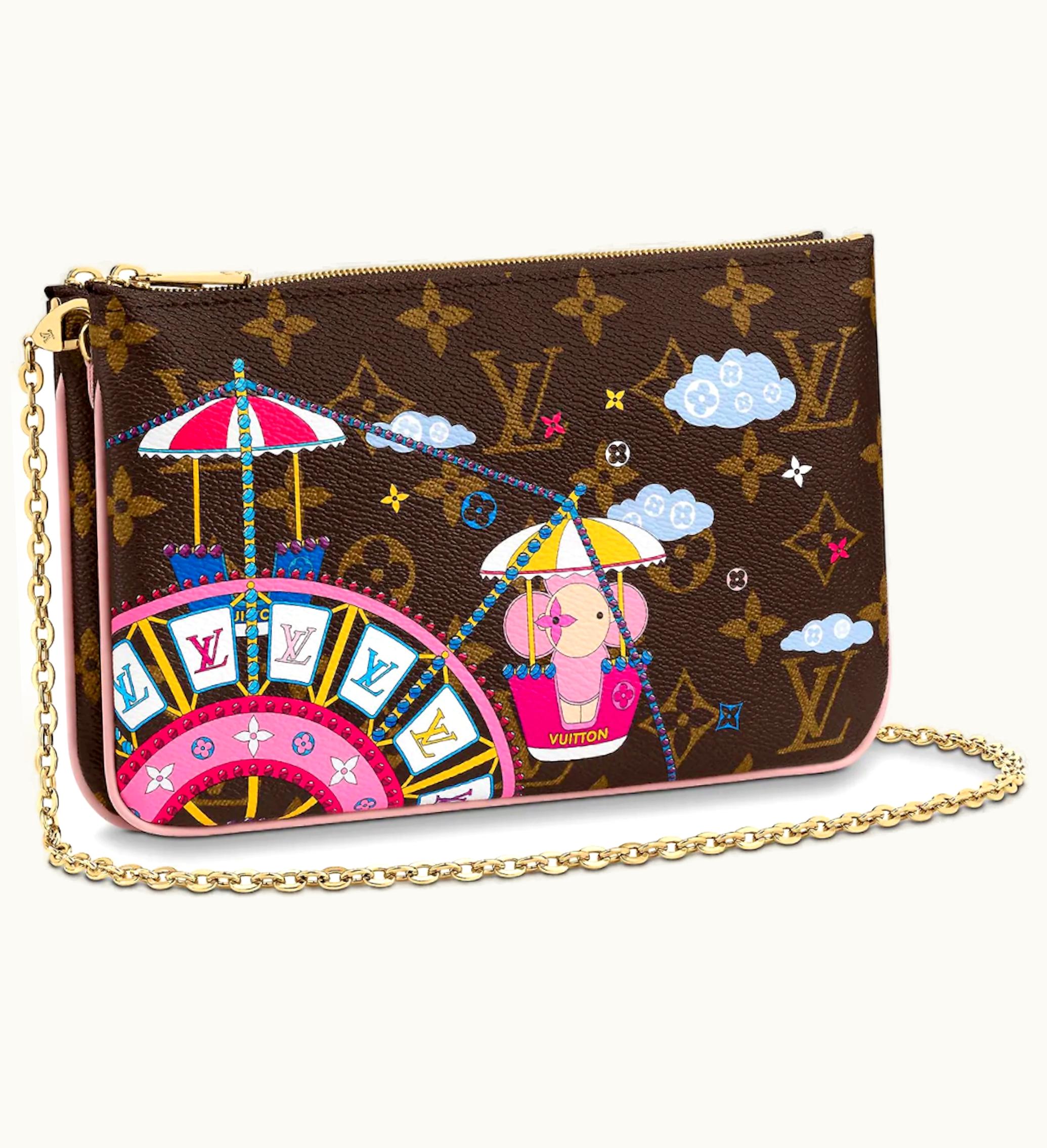 Louis Vuitton Louis Vuitton Double Zip Pochette Monogram Vivienne Holiday Rose Ballerine Pink