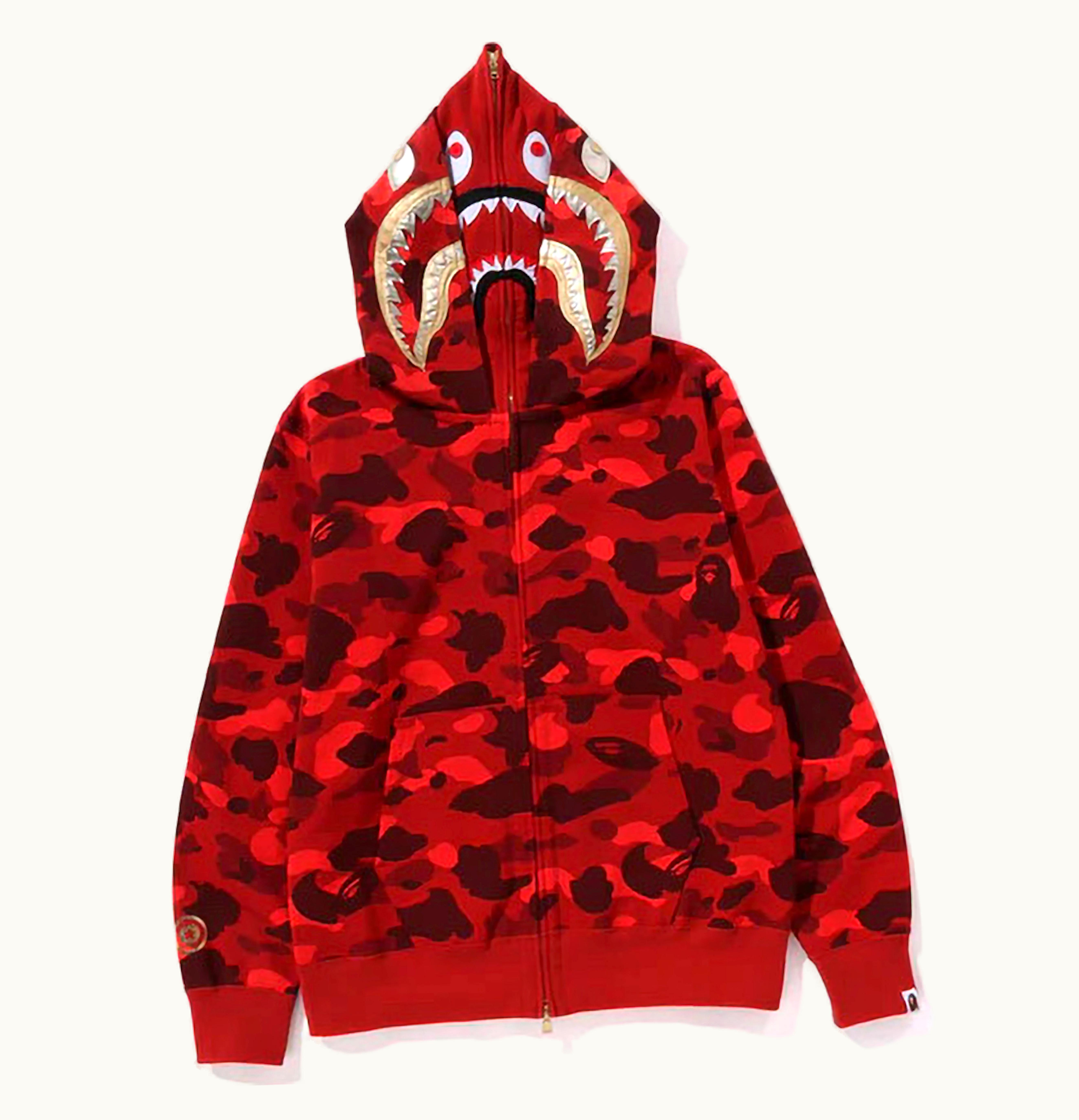 BAPE BAPE Color Camo Double Shark Full Zip Hoodie SS24 Red