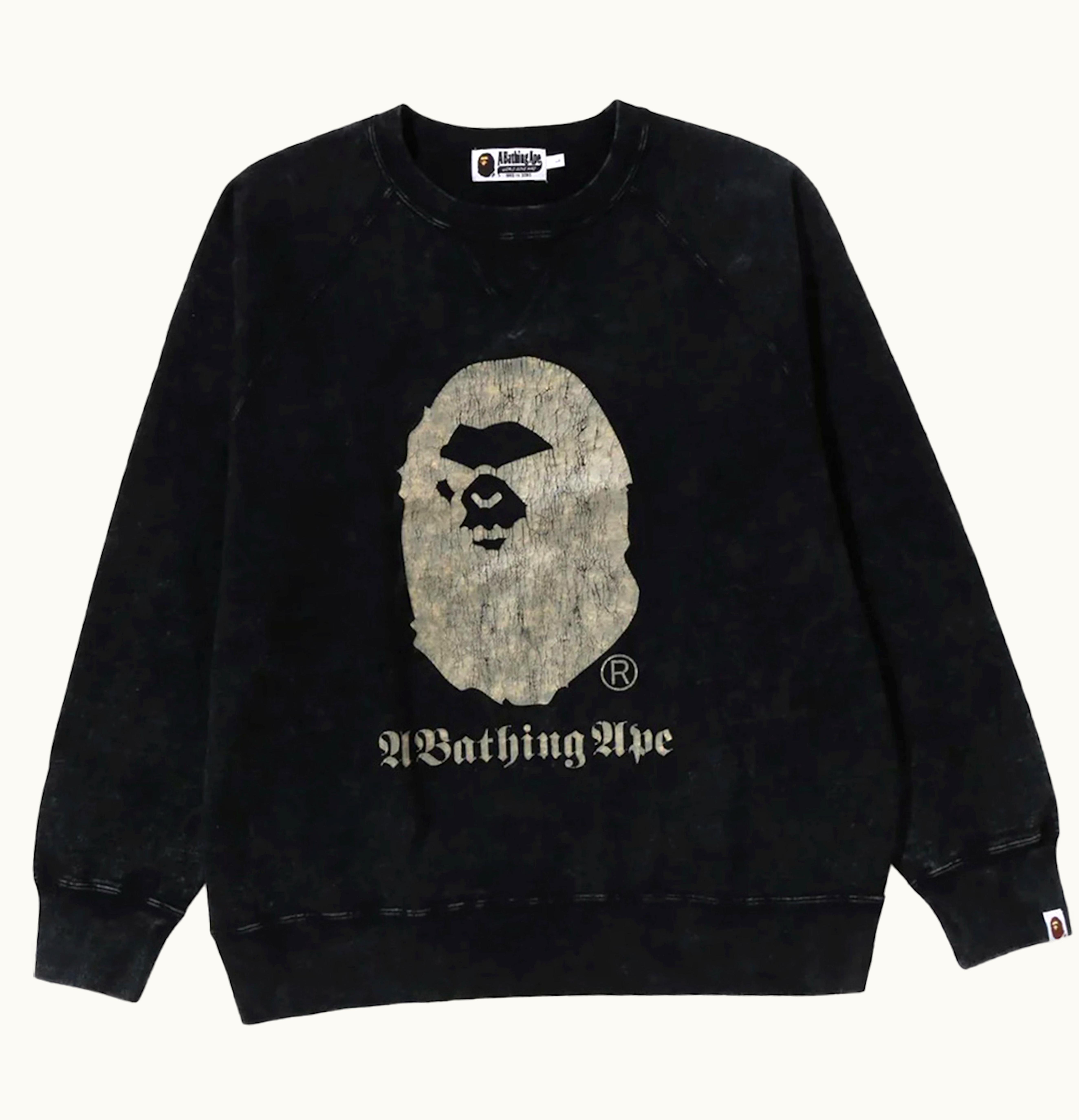 BAPE BAPE A Bathing Ape Overdye Relaxed Fit Crewneck Black