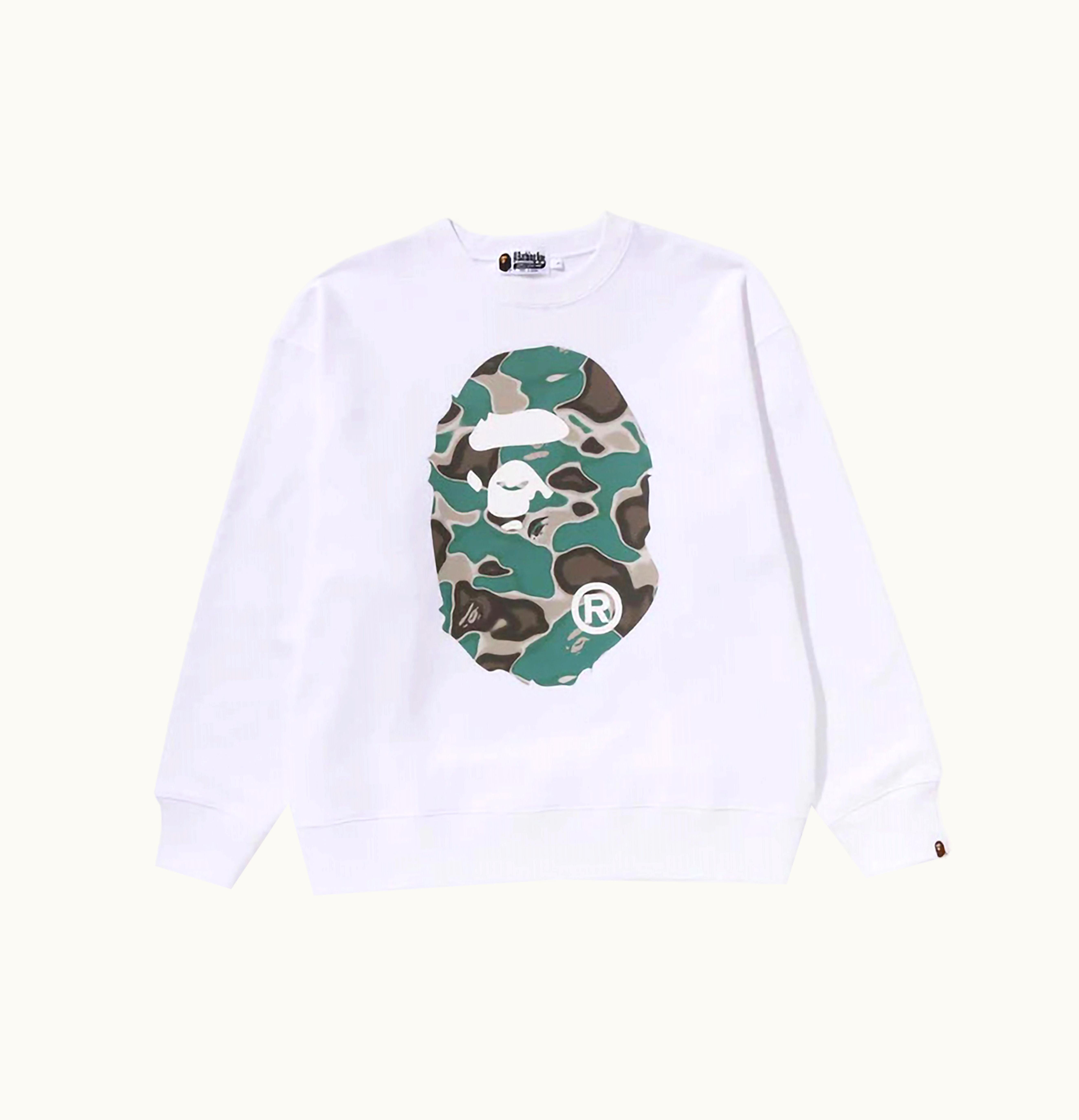 BAPE BAPE Liquid Camo Ape Head Relaxed Fit Crewneck White