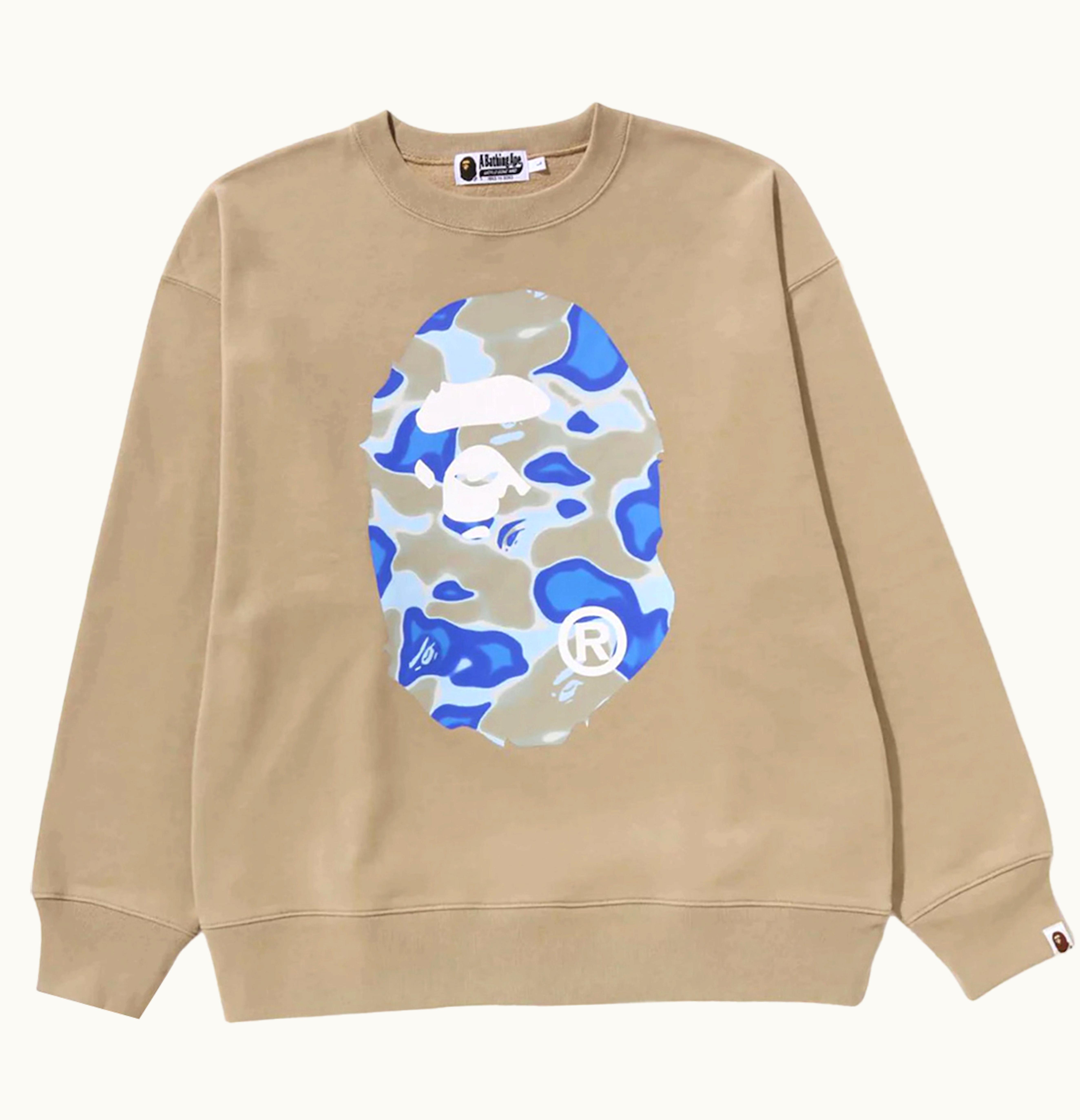 BAPE BAPE Liquid Camo Ape Head Relaxed Fit Crewneck Beige