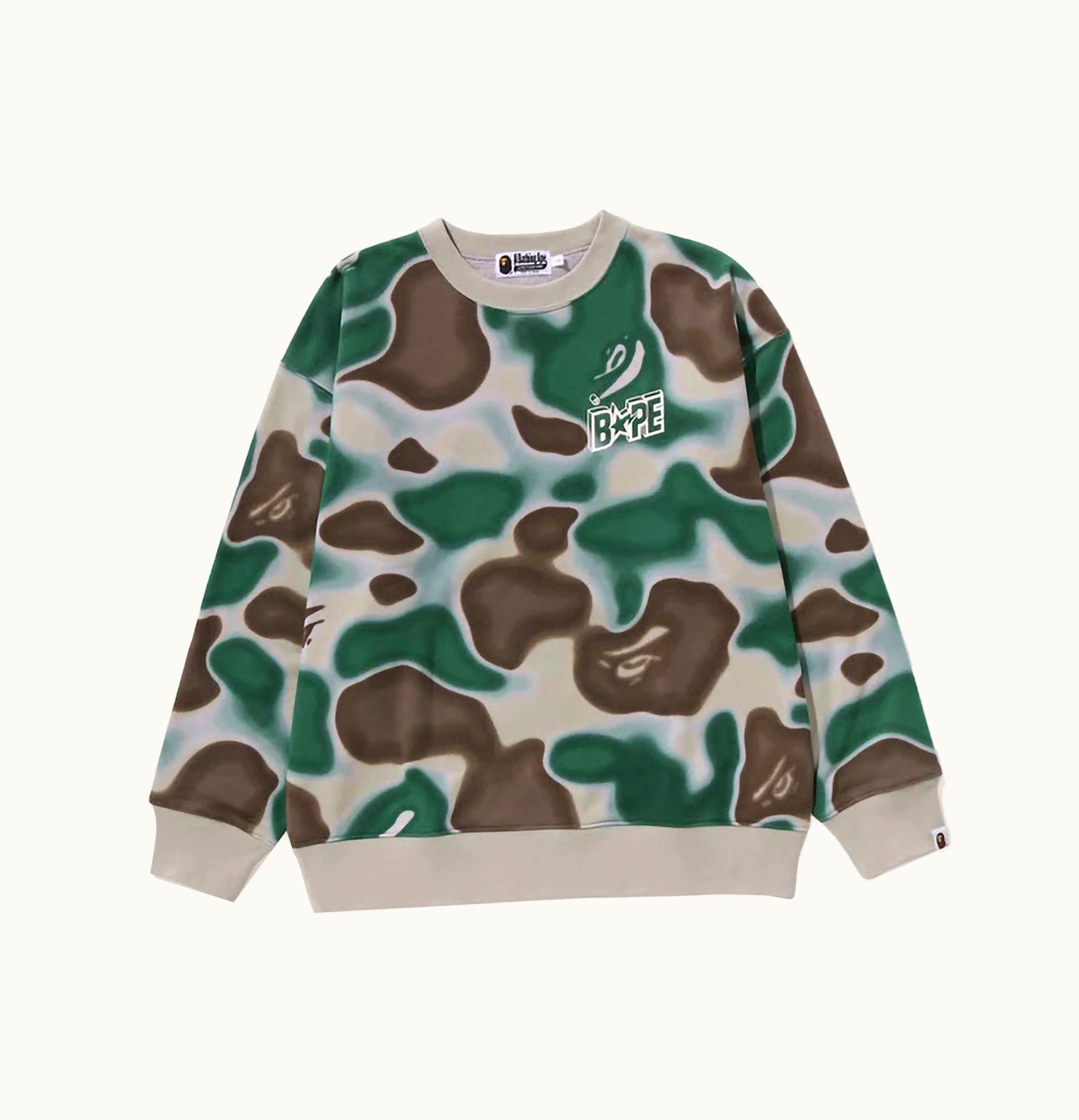 BAPE BAPE Liquid Camo Bape Sta Relaxed Fit Crewneck Olivedrab