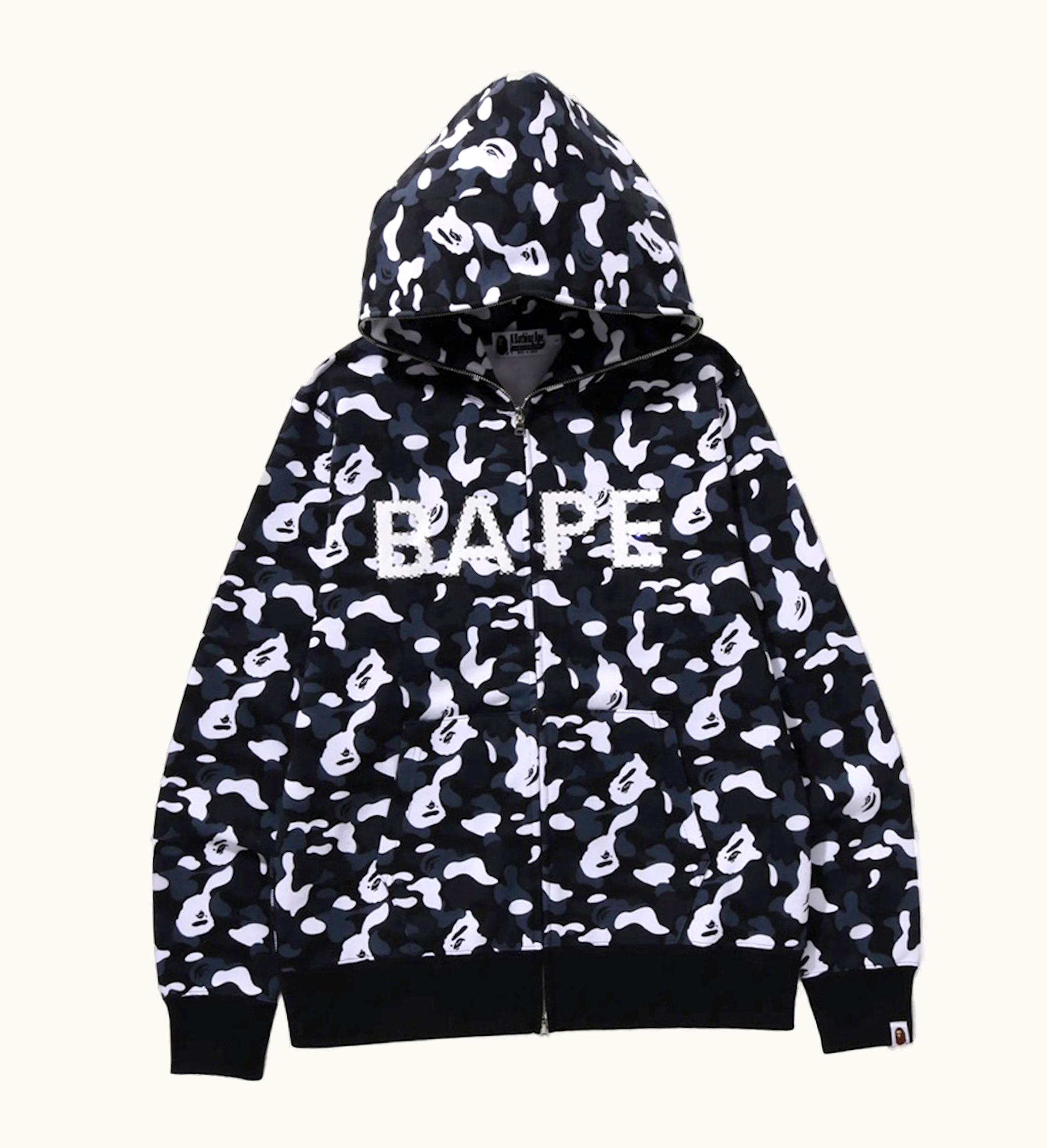 BAPE BAPE X DSM Camo Crystal Stone Full Zip Hoodie Black