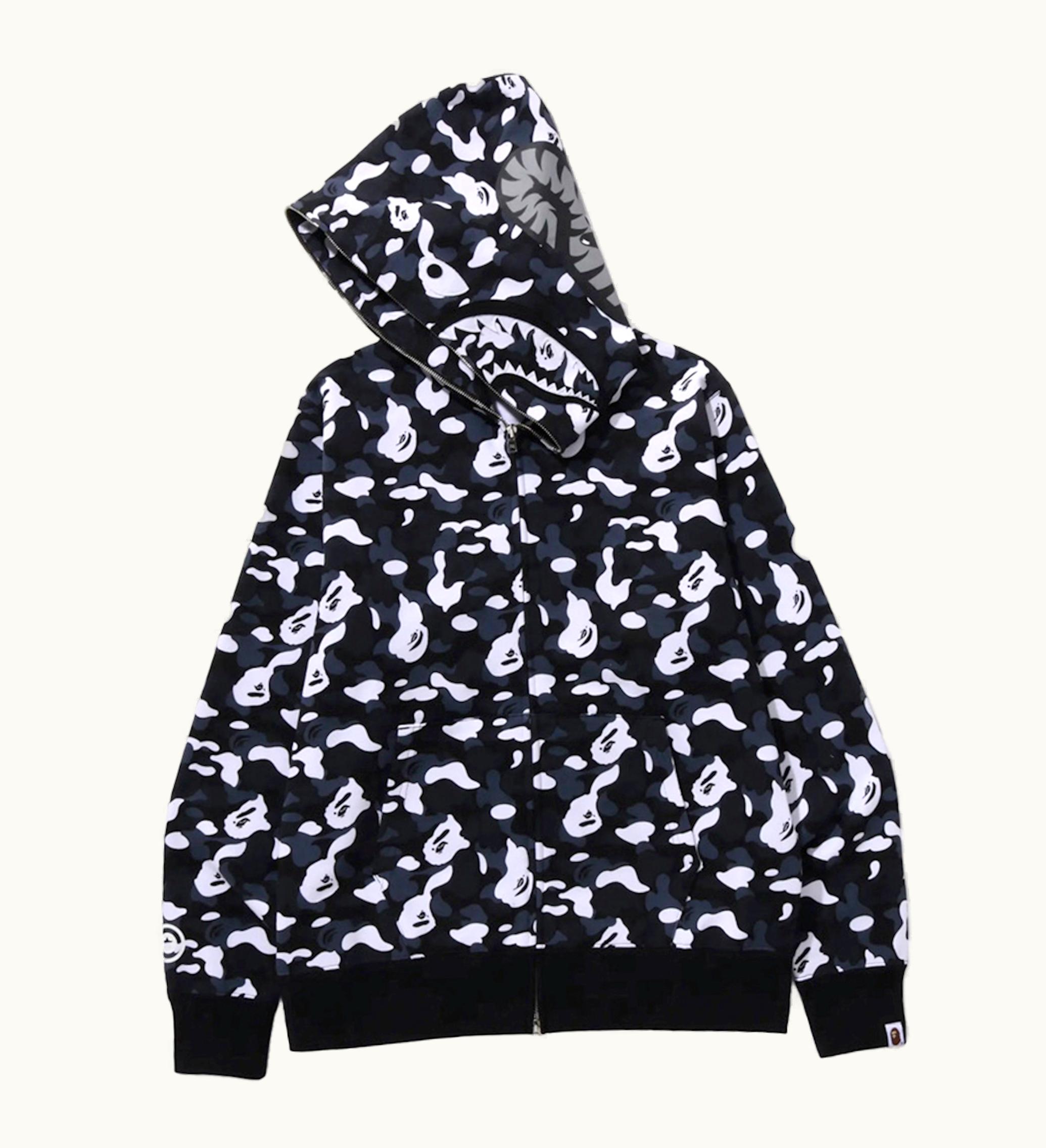 BAPE BAPE X DSM Camo Shark Full Zip Hoodie Black
