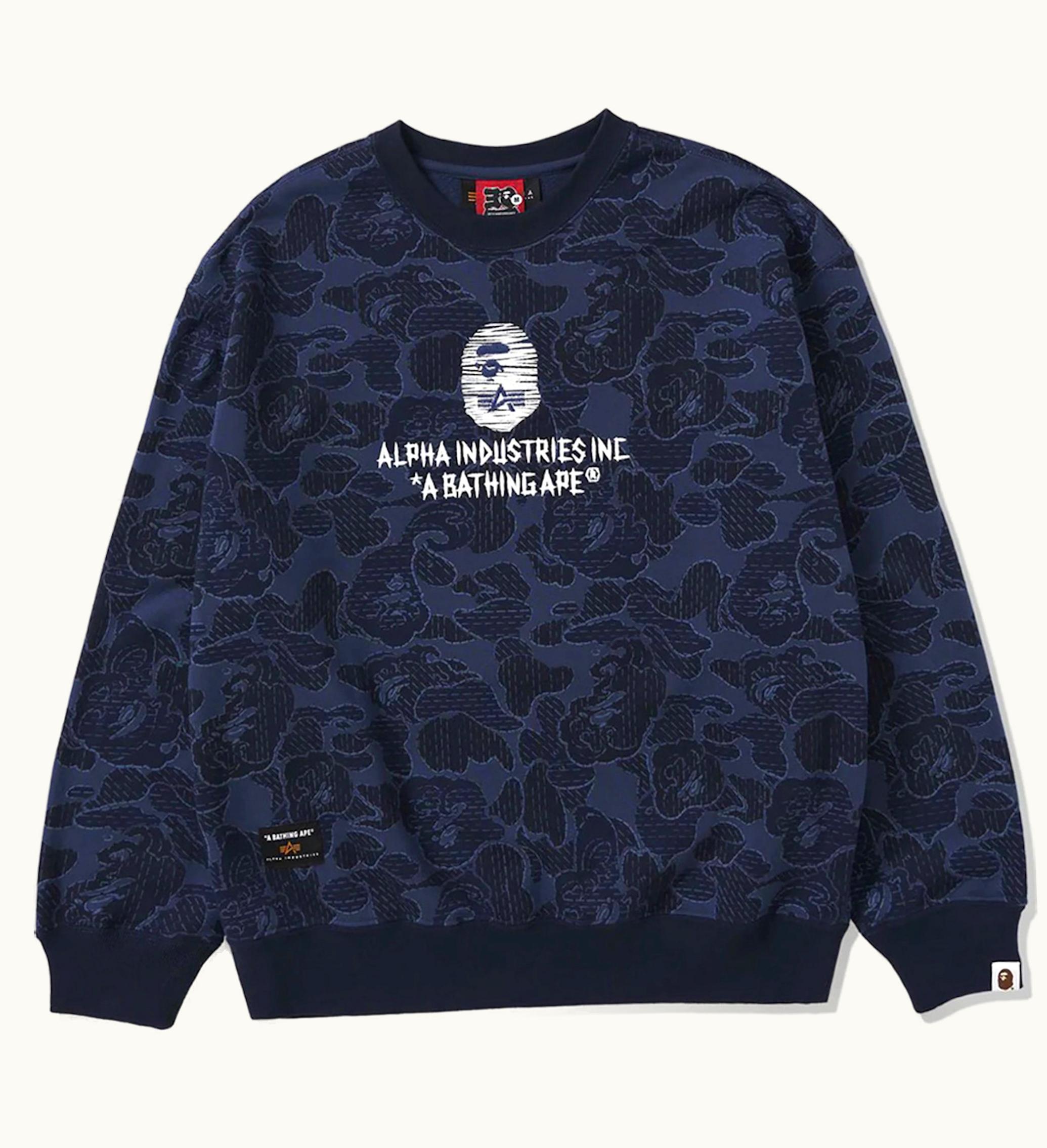 BAPE BAPE X Alpha Industries Crewneck Sweater Navy