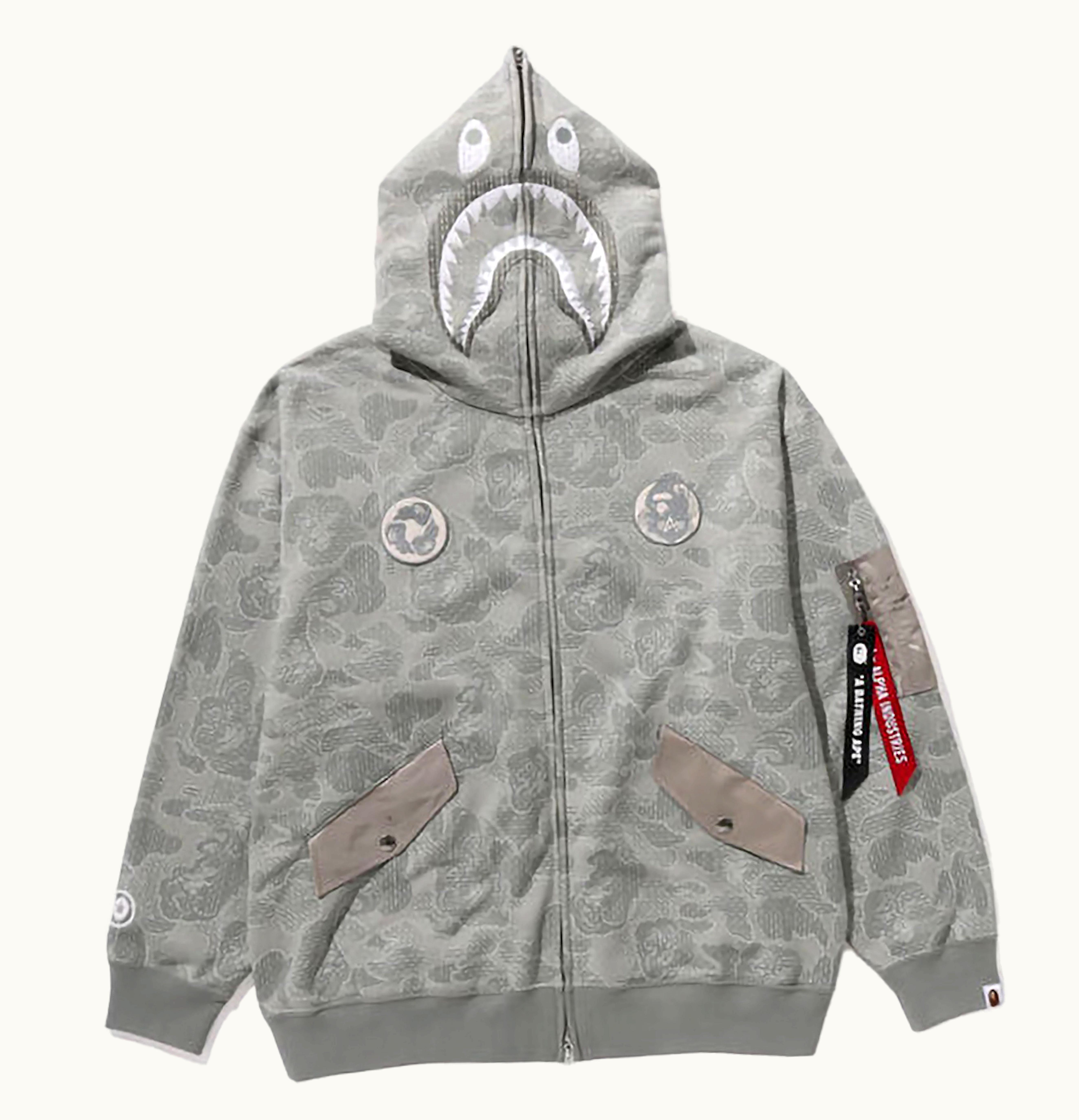 BAPE BAPE X Alpha Industries Shark Full Zip Hoodie Olivedrab