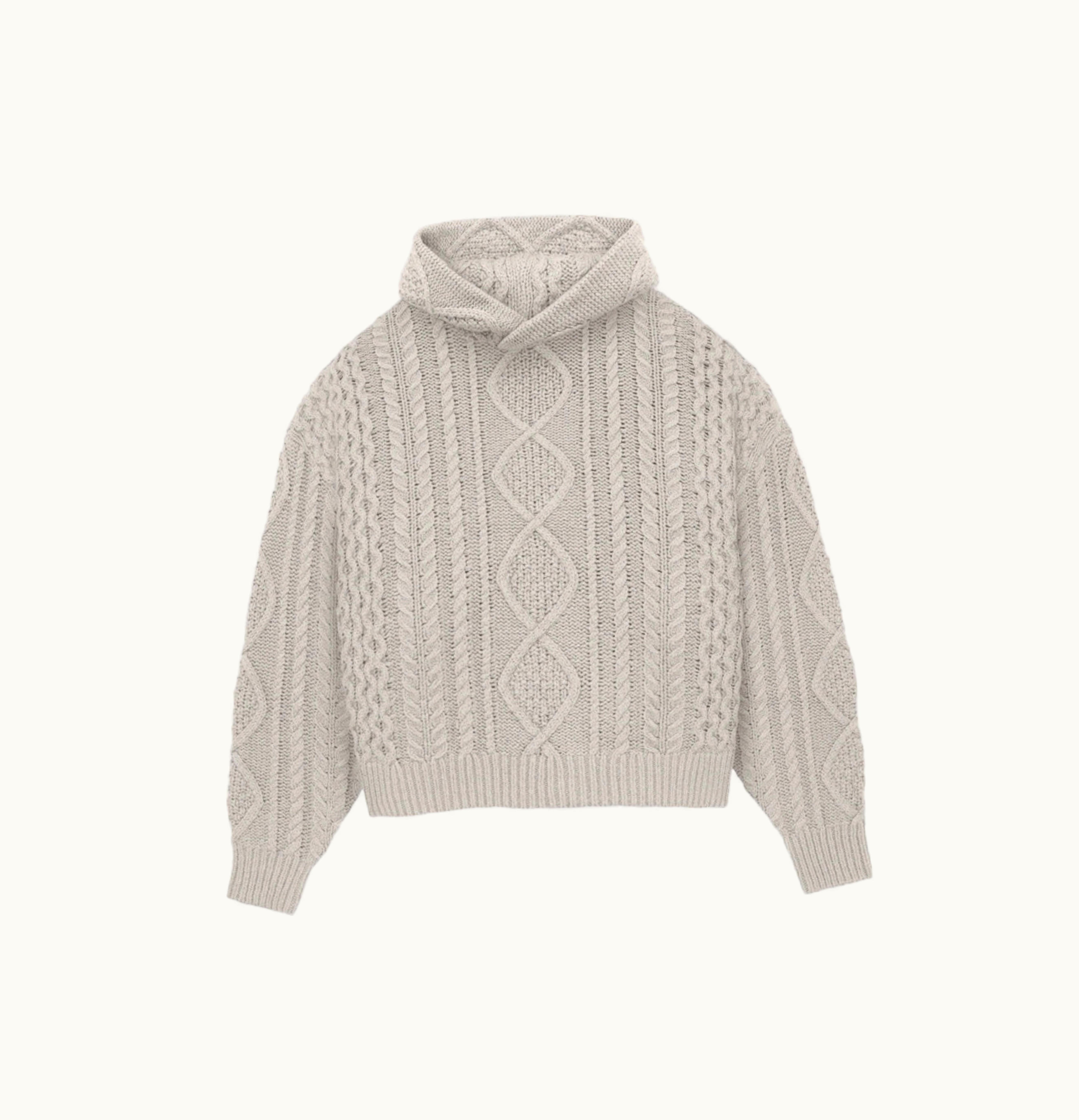 Fear of God Fear Of God Essentials Cable Knit Hoodie Silver Cloud