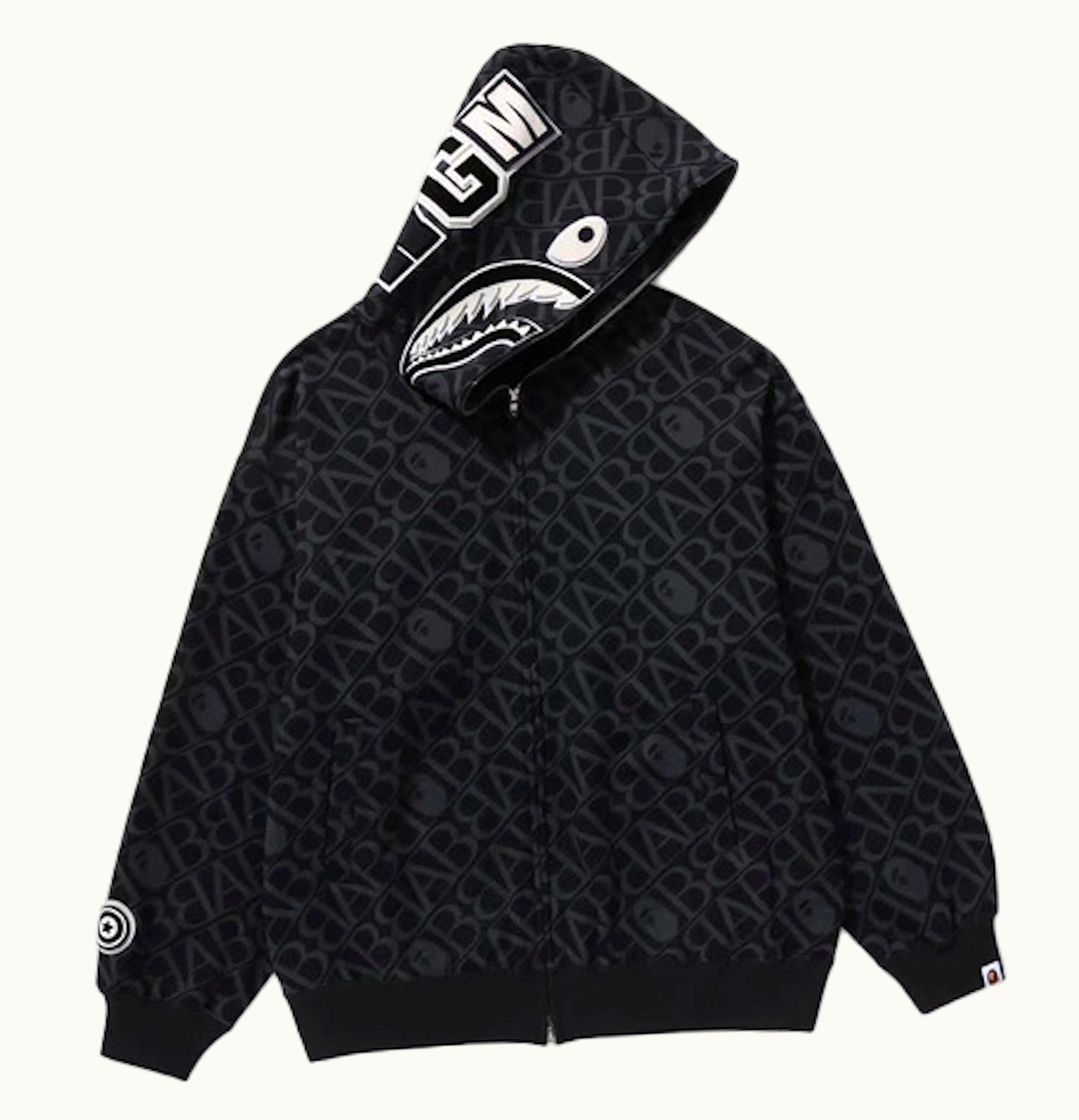 BAPE BAPE Sport Monogram Shark Hoodie Black