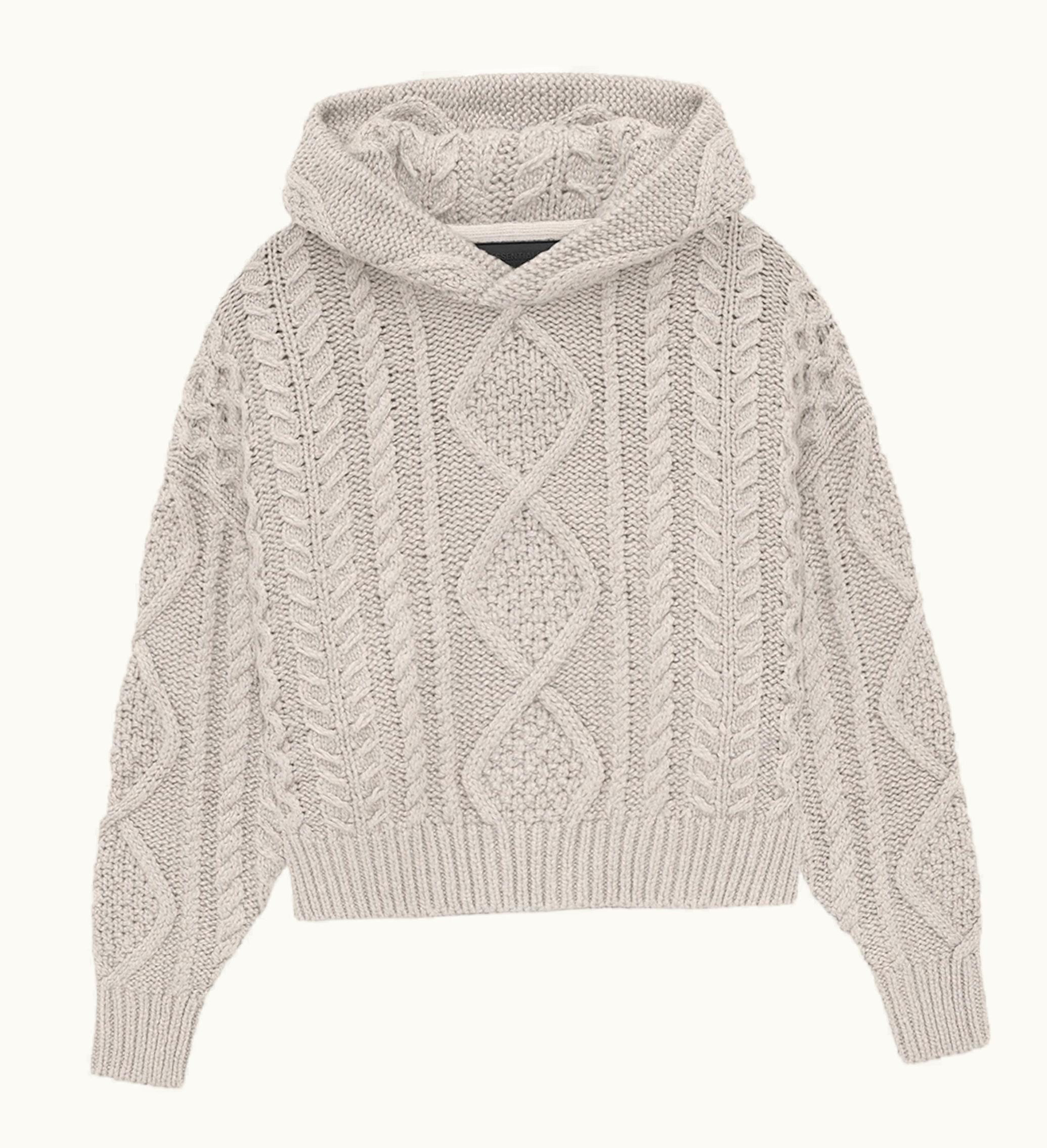 Fear of God Fear Of God Essentials Kids Cable Knit Hoodie Silver Cloud