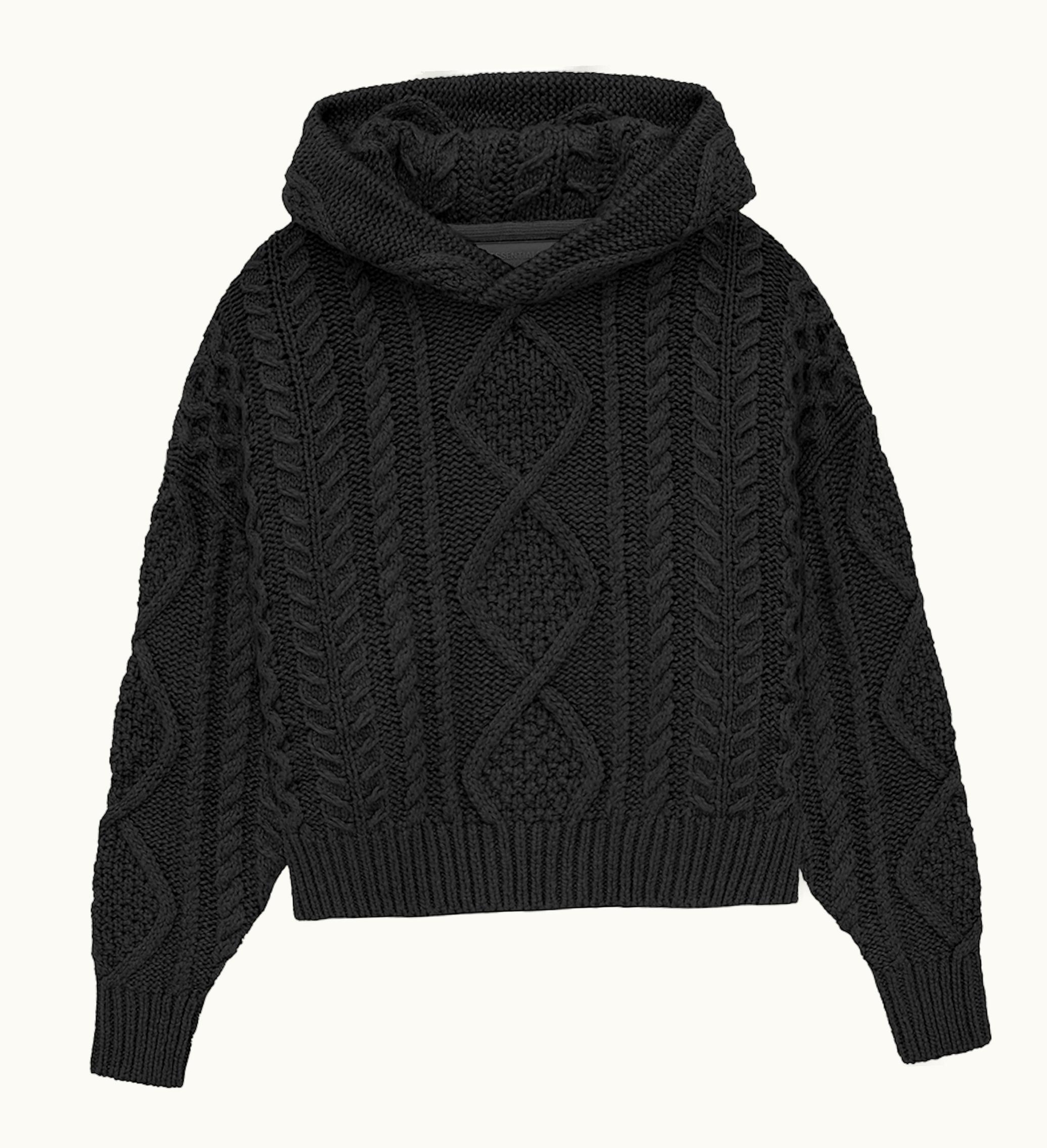 Fear of God Fear Of God Essentials Kids Cable Knit Hoodie Jet Black