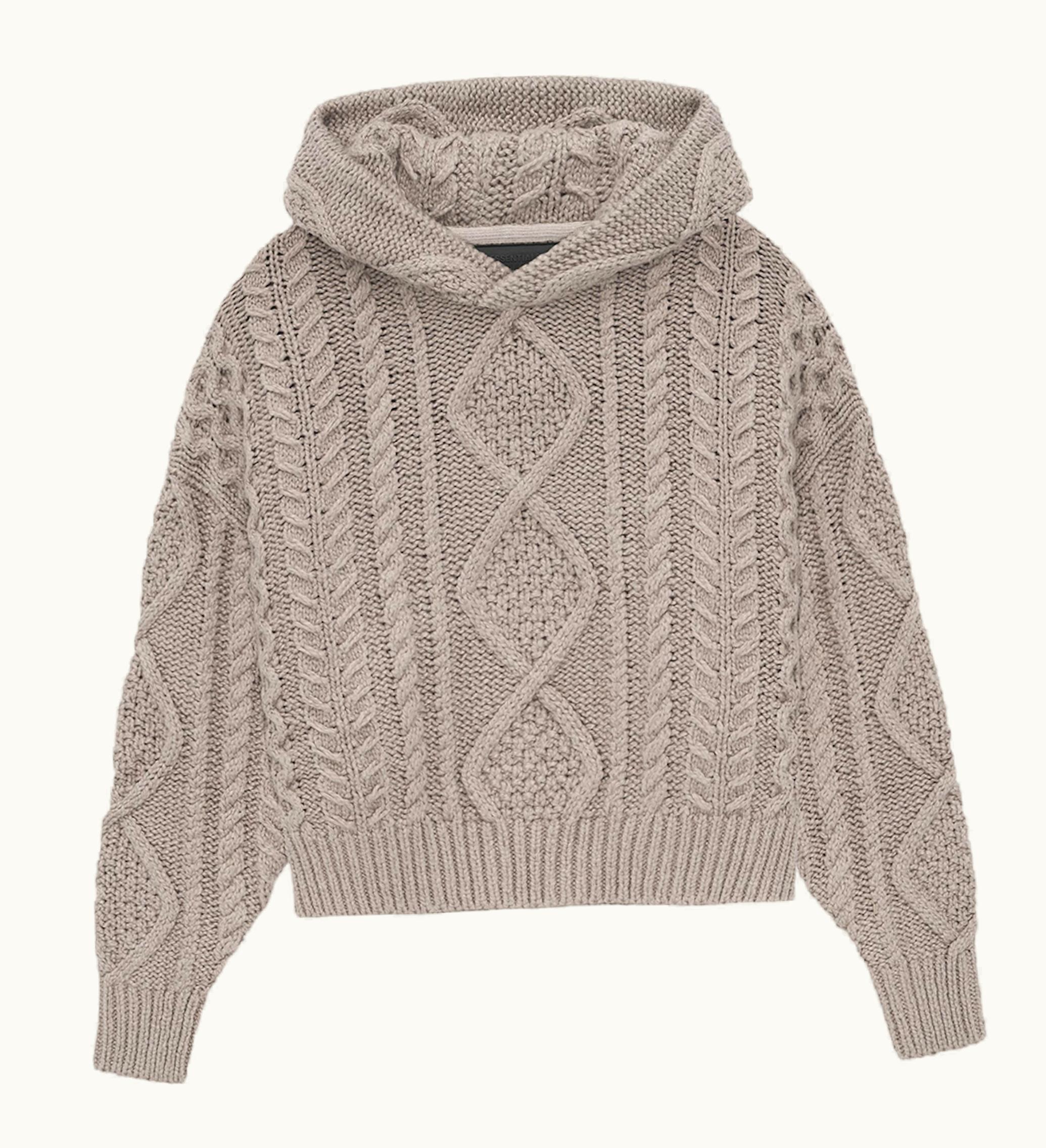 Fear of God Fear Of God Essentials Kids Cable Knit Hoodie Core Heather