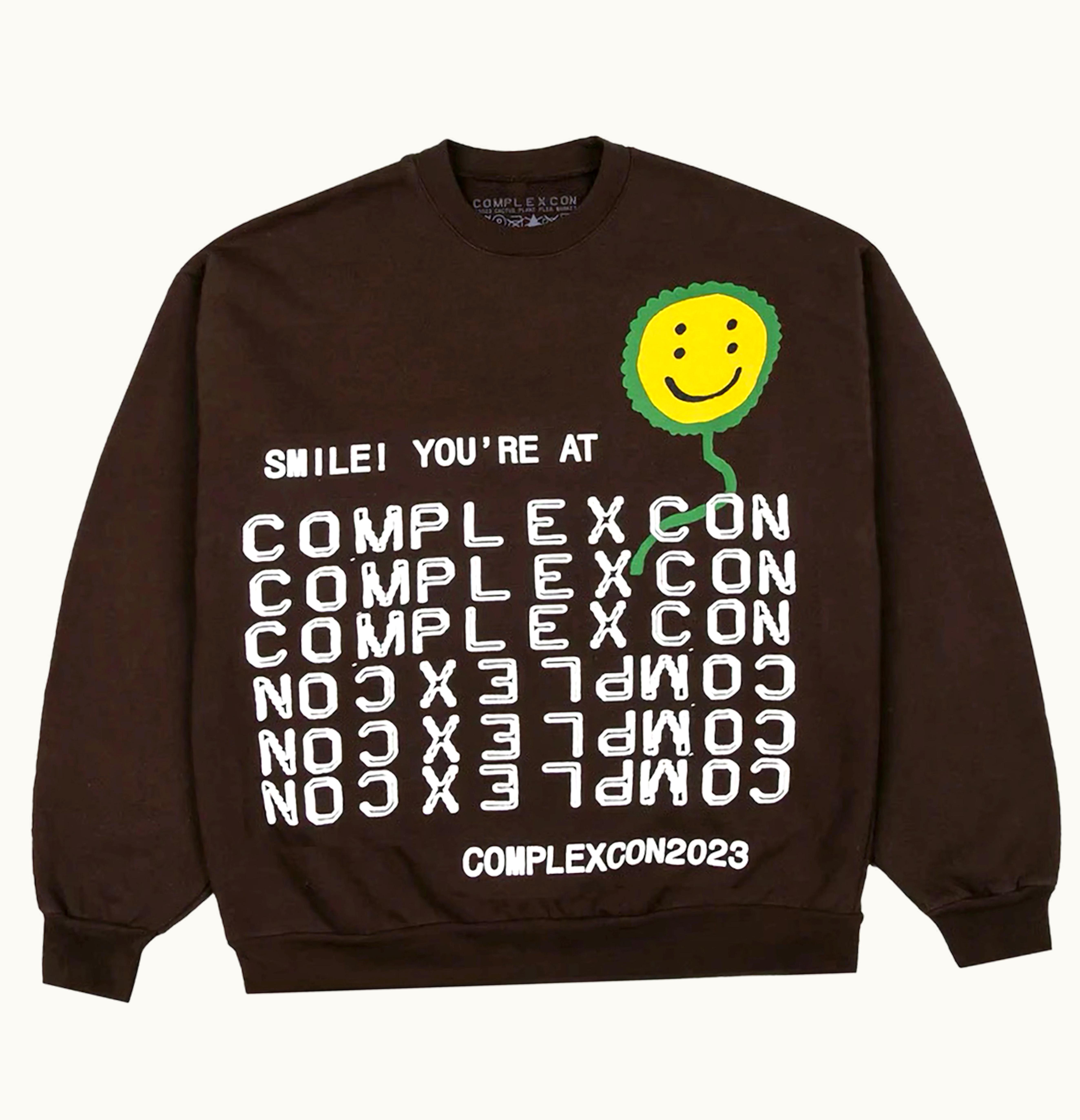 Cactus Plant Flea Market Cactus Plant Flea Market X Complexcon Smile Crewneck Dark Brown