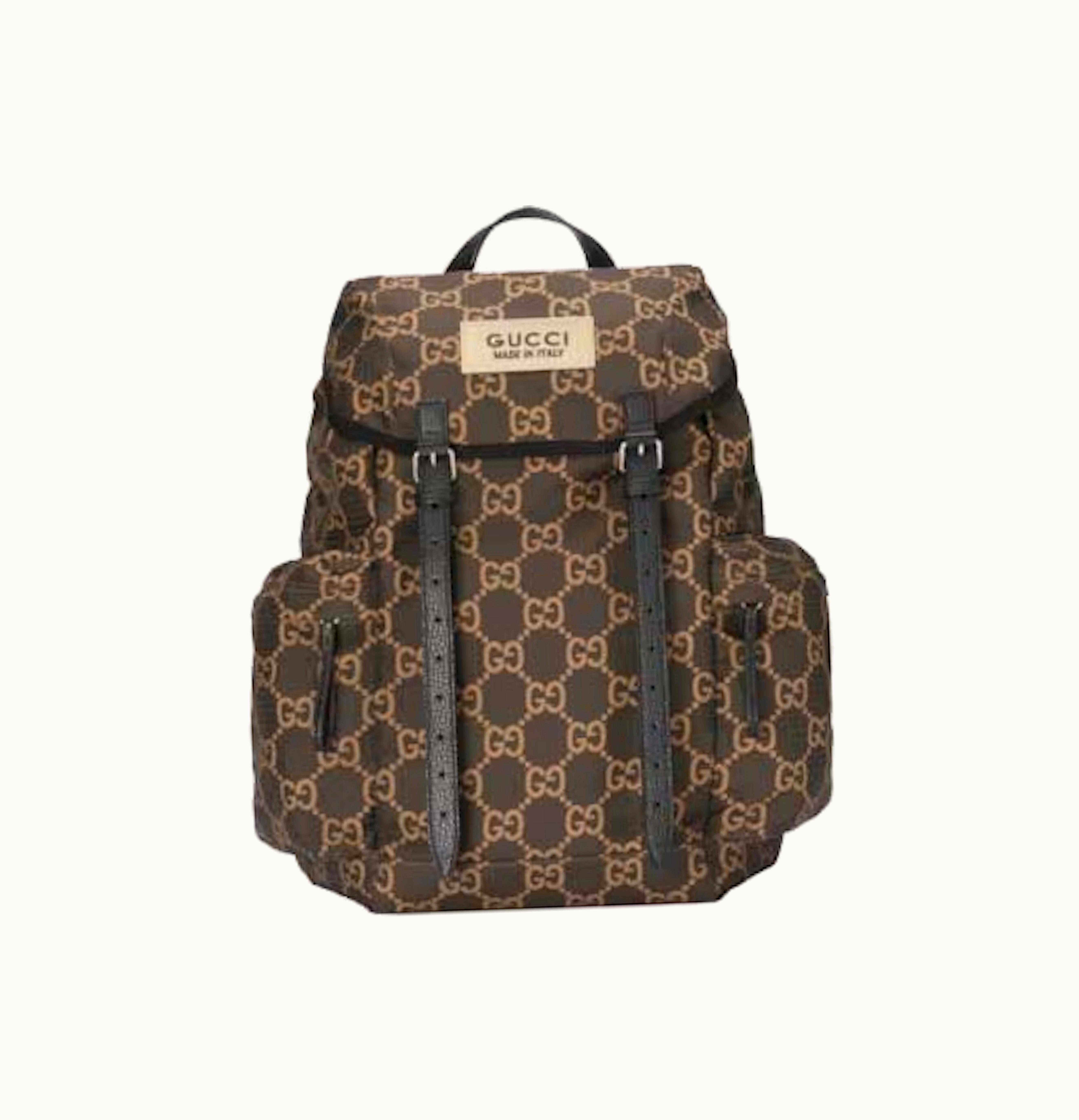 Gucci Large GG Polyester Backpack Ebony Beige