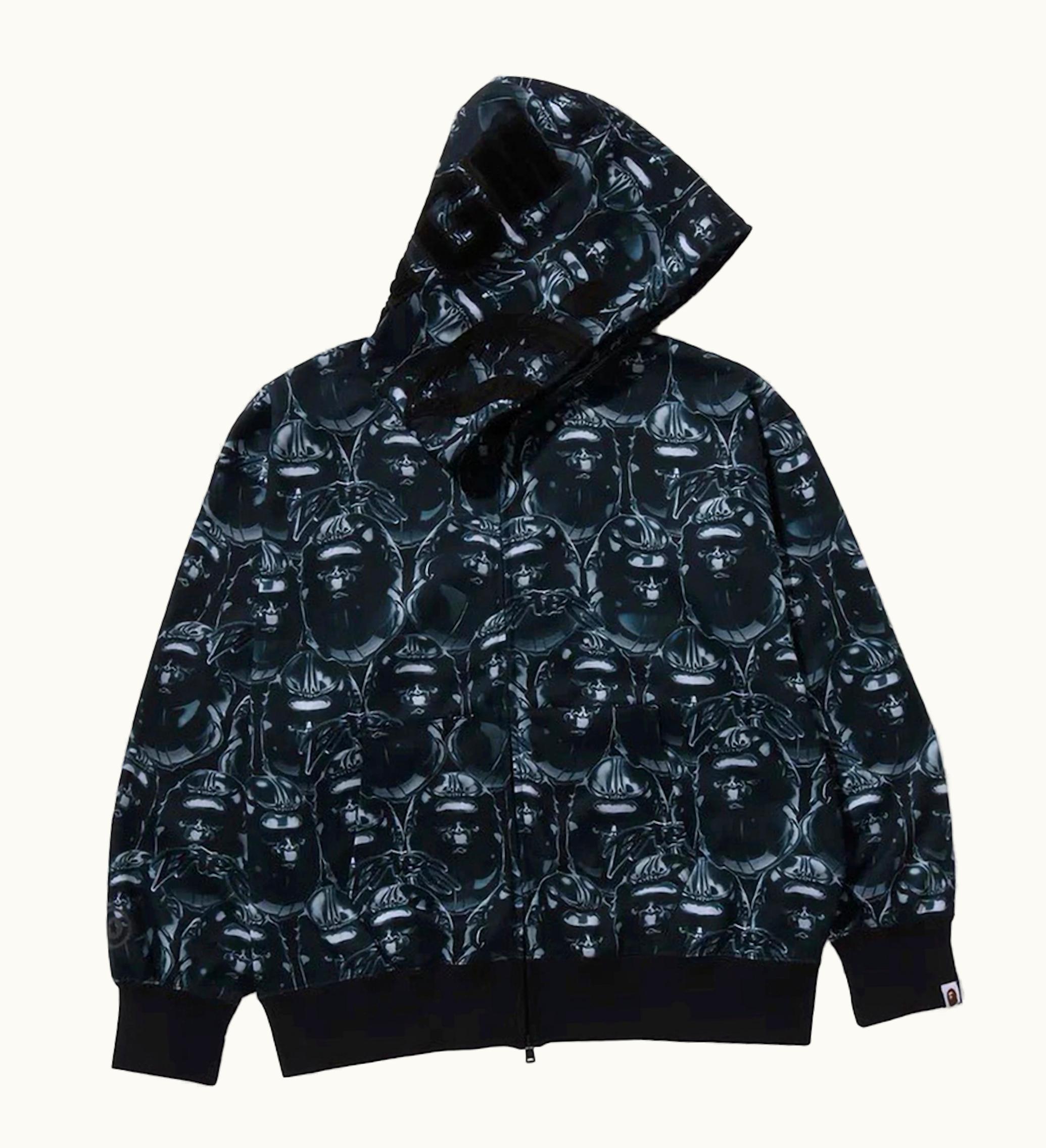 BAPE BAPE Ape Head Graffiti Shark Full Zip Hoodie Black