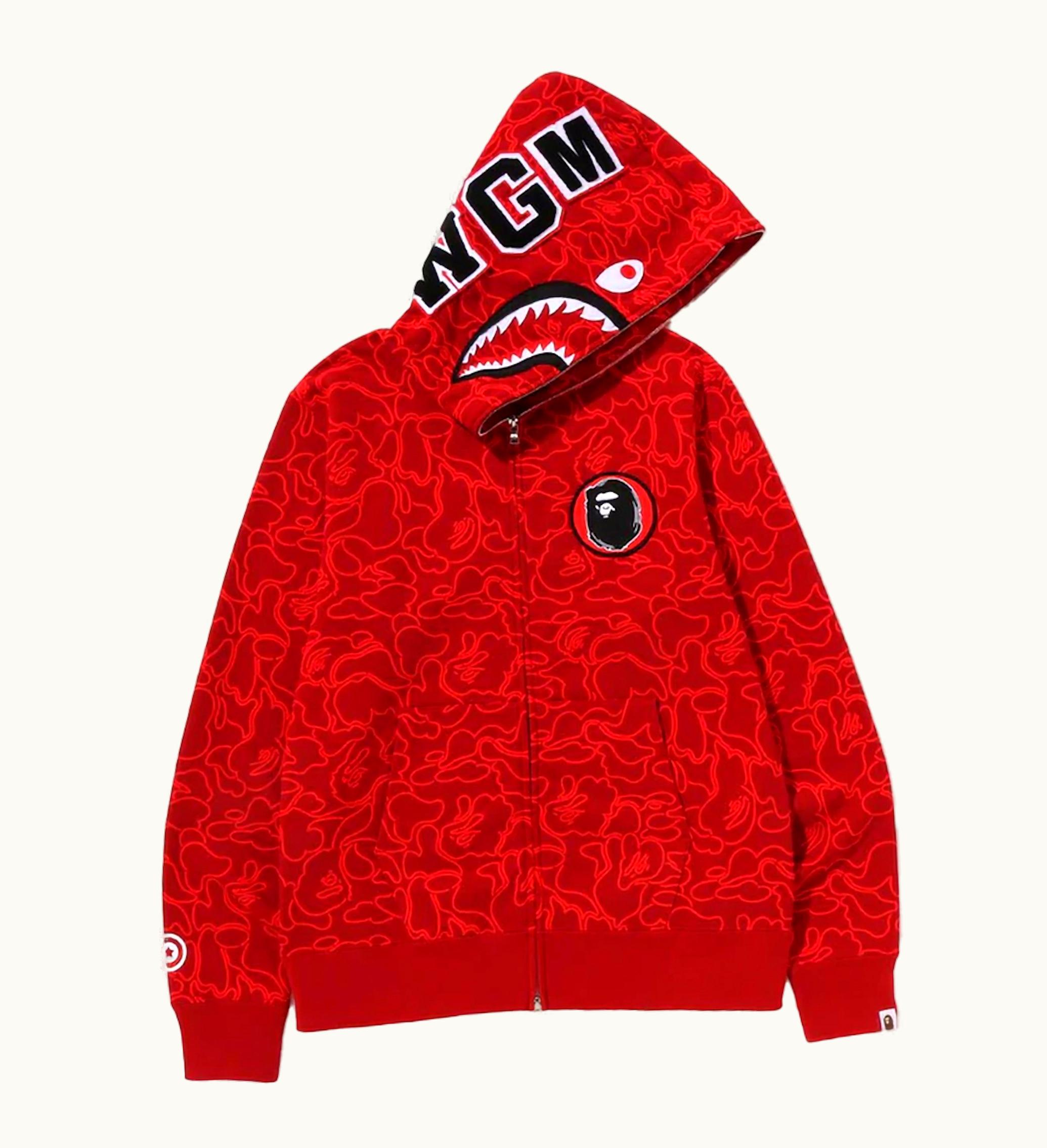 BAPE BAPE 30th Anniversary Line Camo Shark Full Zip Hoodie Red