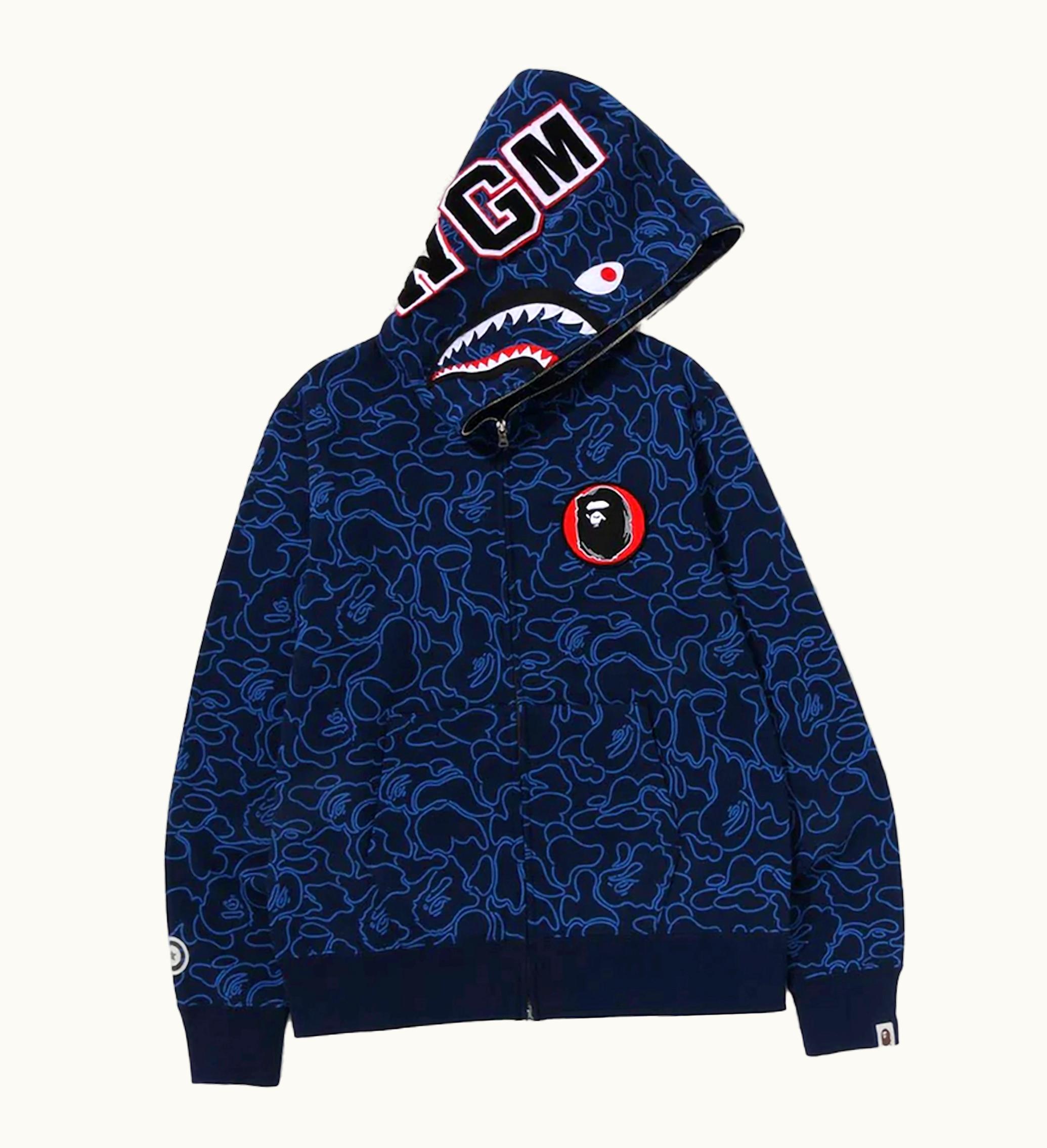 BAPE BAPE 30th Anniversary Line Camo Shark Full Zip Hoodie Navy