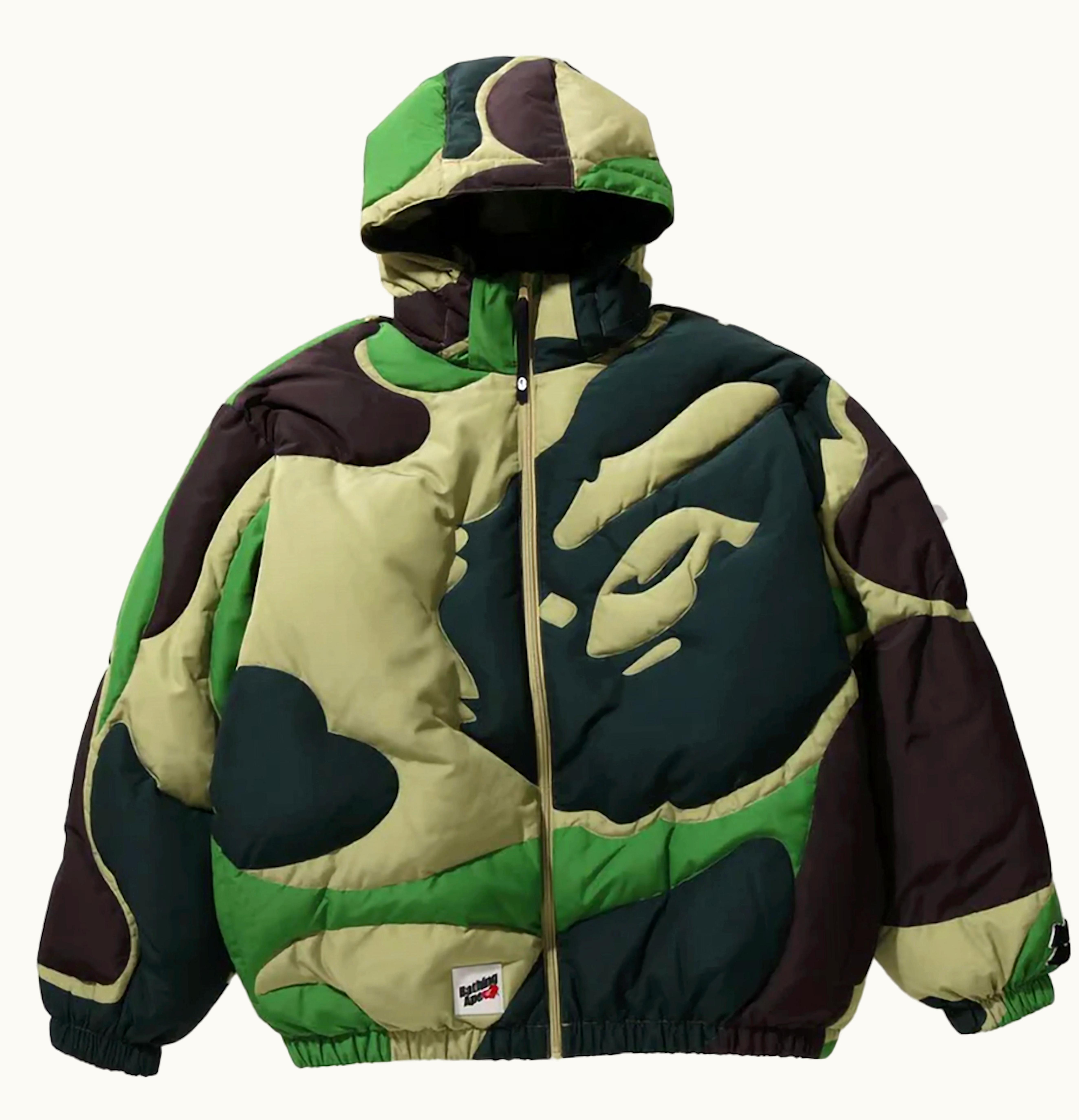 BAPE BAPE Mega Abc Camo Detachable Hoodie Puffer Down Jacket Green