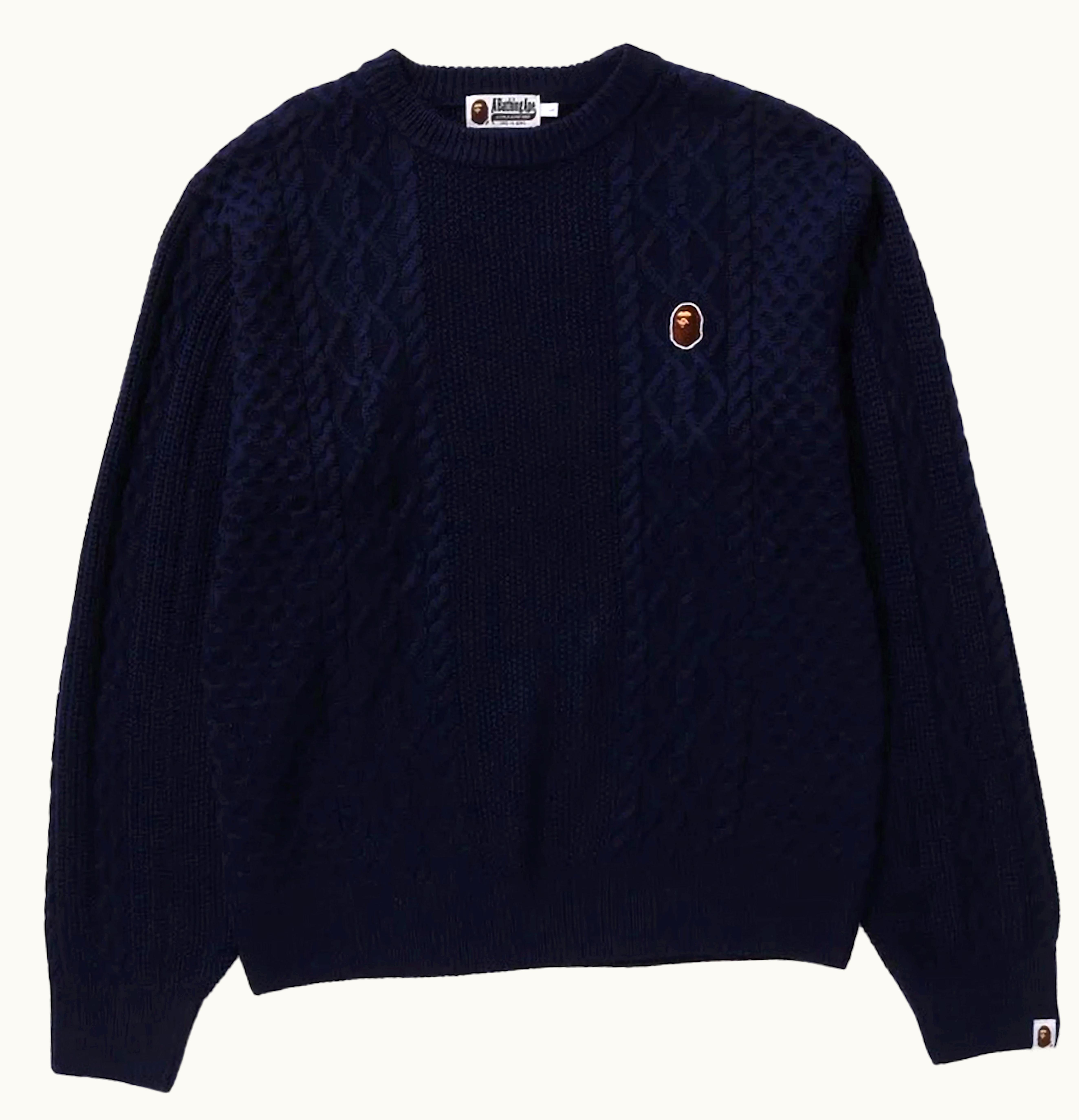 BAPE BAPE Ape Head One Point Knit Sweater Navy