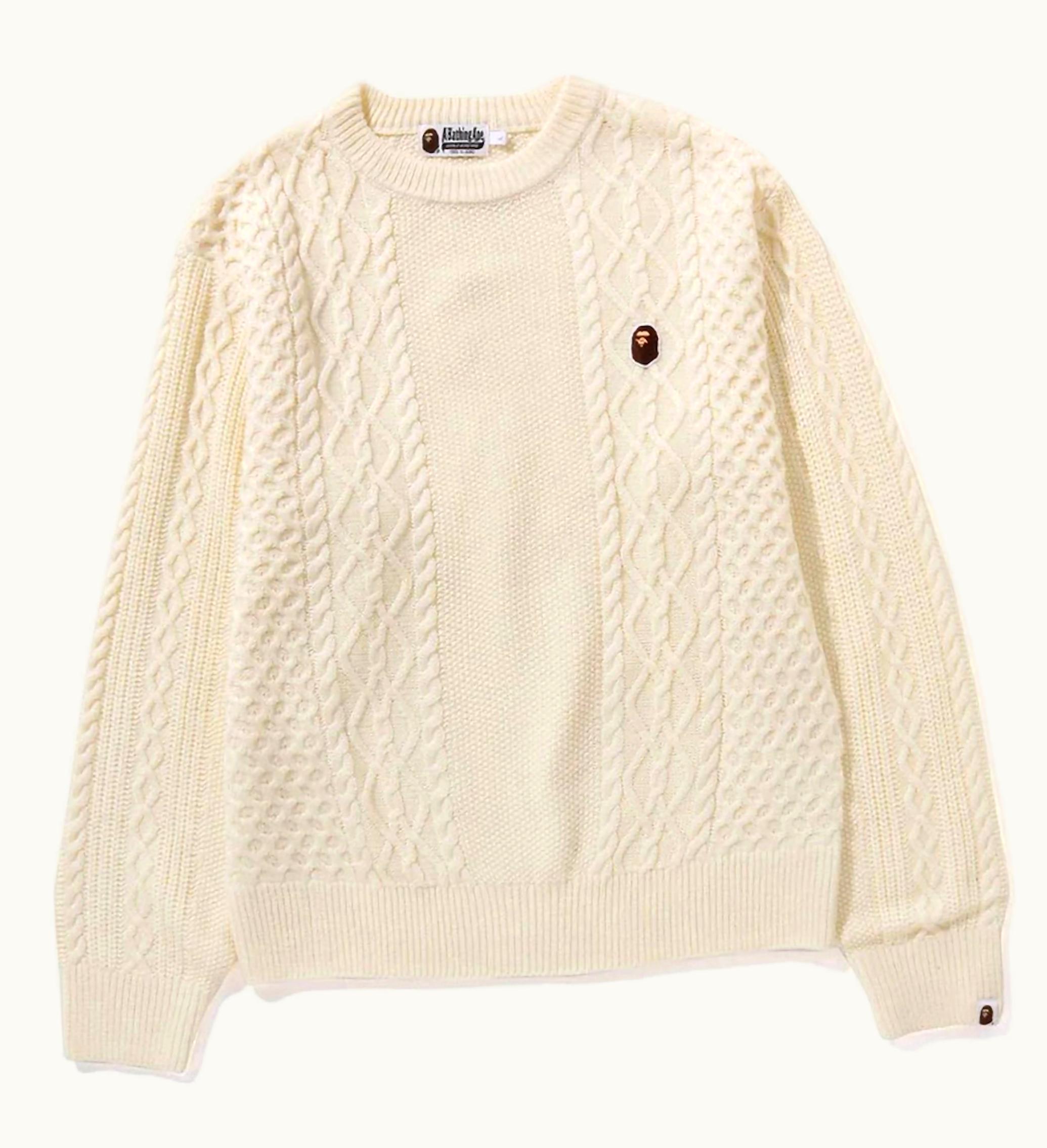 BAPE BAPE Ape Head One Point Knit Sweater White